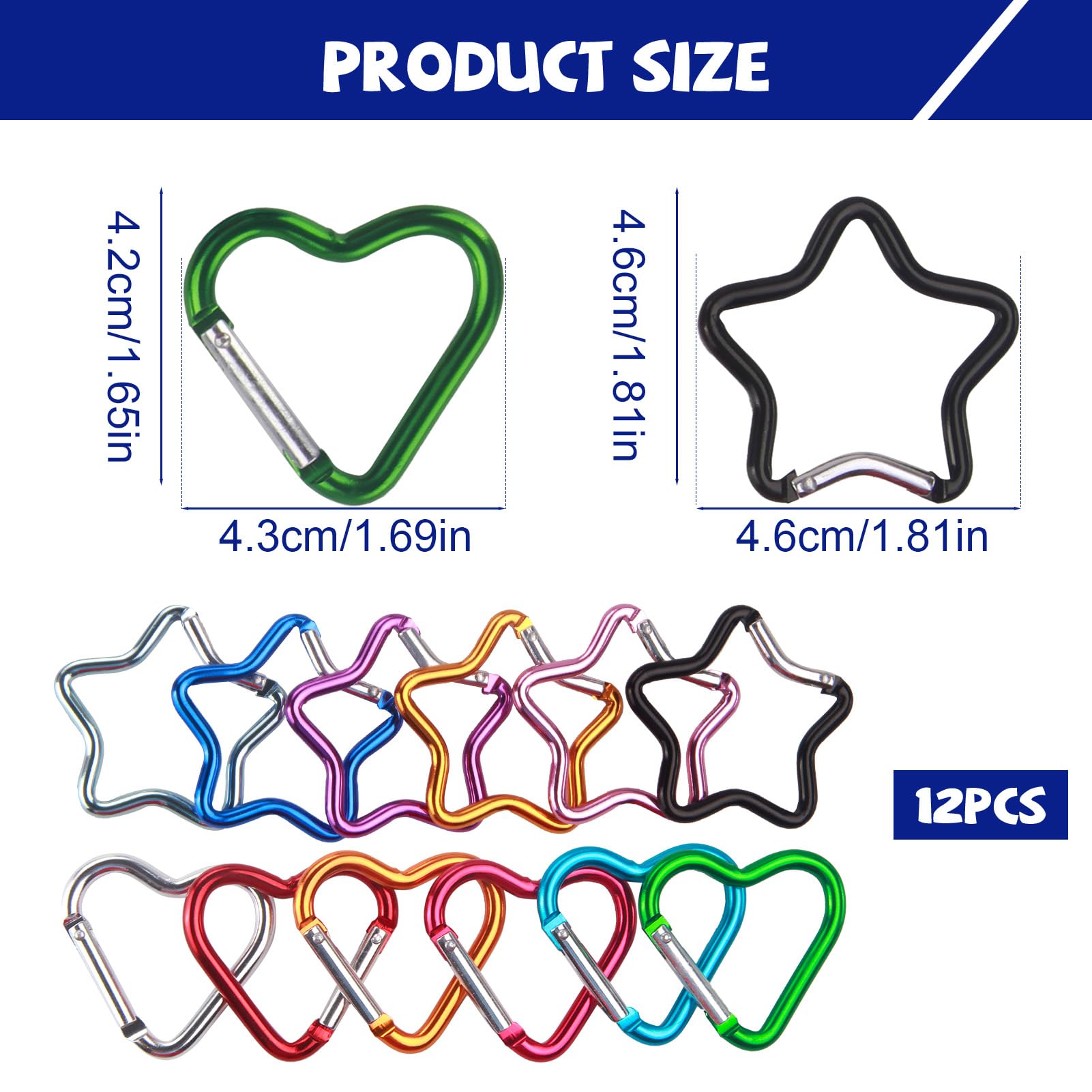 18 Stuks Hartvormige Karabijnhaken – Aluminium Schroefkarabijnhaak, Klein Formaat, Sleutelhanger, Voor Wandelen, Kamperen, Vissen En Outdoor