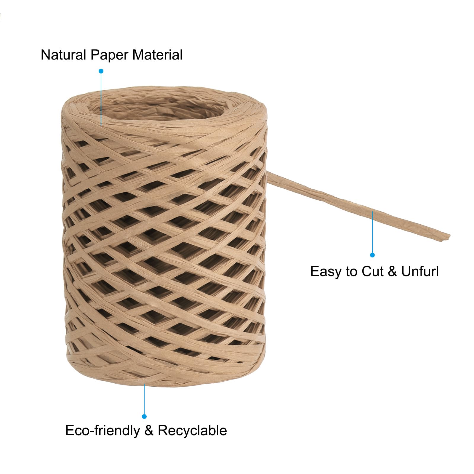 PATIKIL Raffia Ribbon 100 Yard, 1 Roll Natural Packing Paper Twine String for Crochet Box Wrapping Craft Holiday Decor Khaki - Image 3