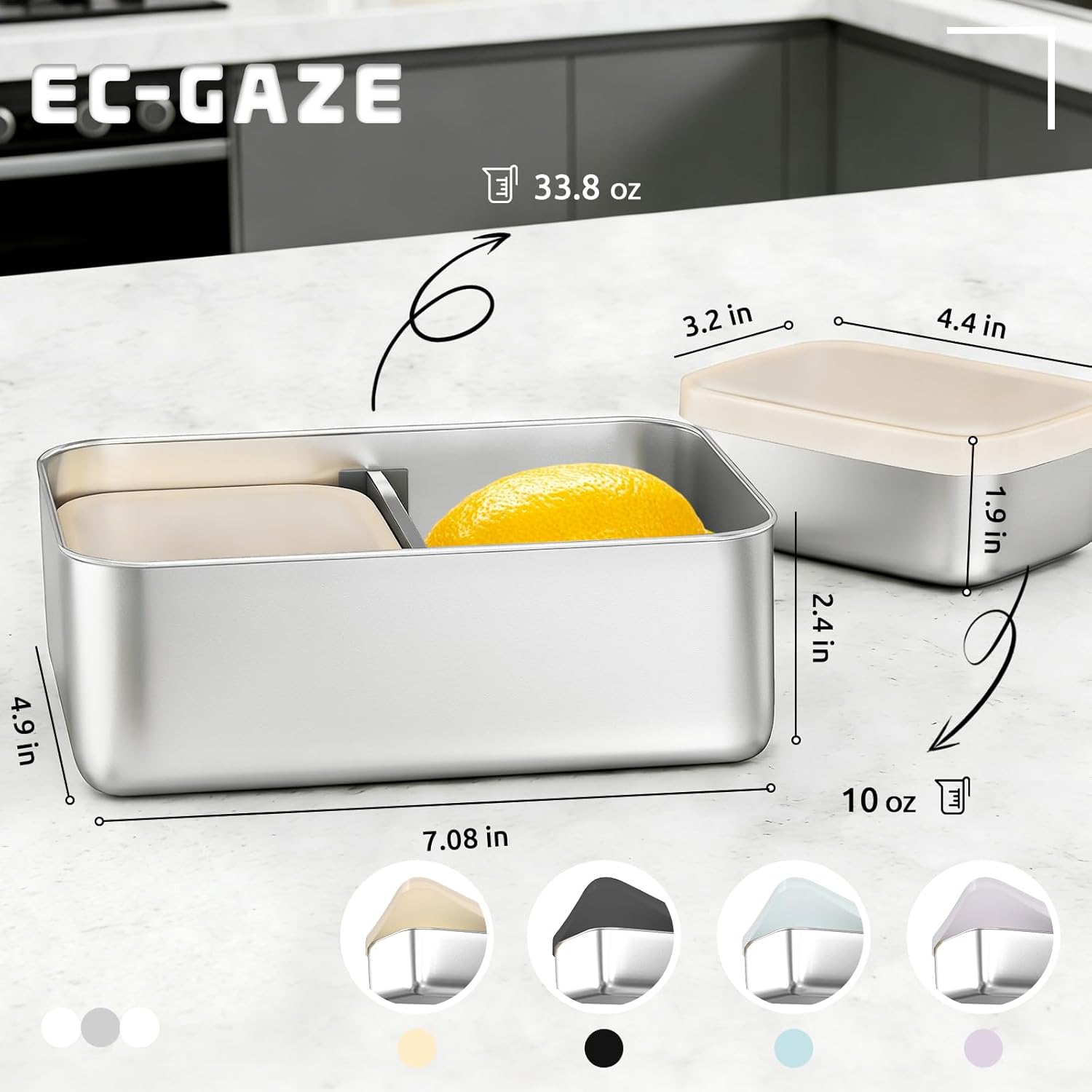 Stainless Steel Bento Box, 33oz Leak-proof Metal Lunch Box Container with Silicone Lid, Microwave-Safe, with Divider, Lunch Food Meal Prep Snack Container for School Work