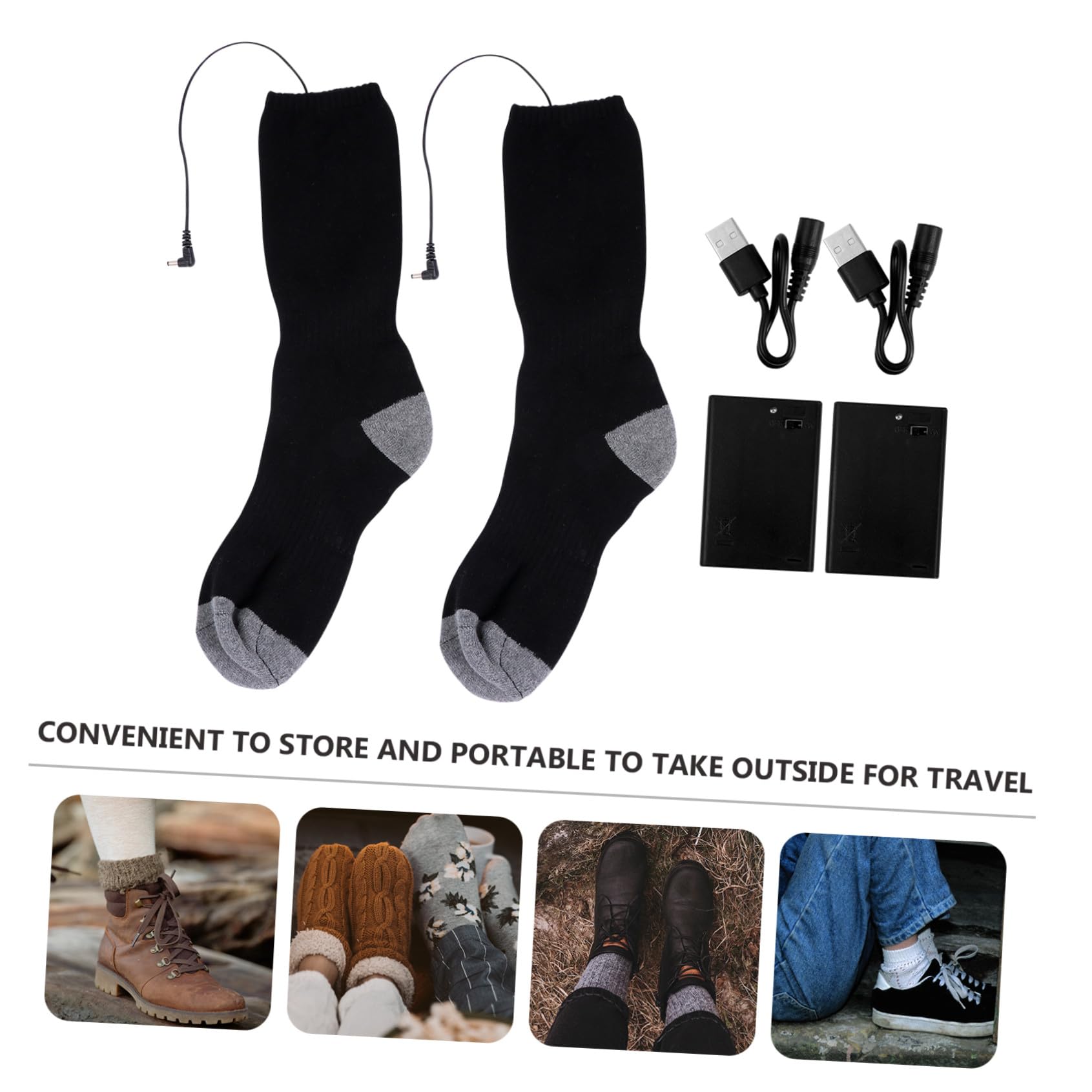 Alasum Calcetines Calefactables para Invierno Batería Recargable USB, Material Poliéster, Diseño Portátil y Transpirable, Ideales para Viajar y Mantener Pies Calientes