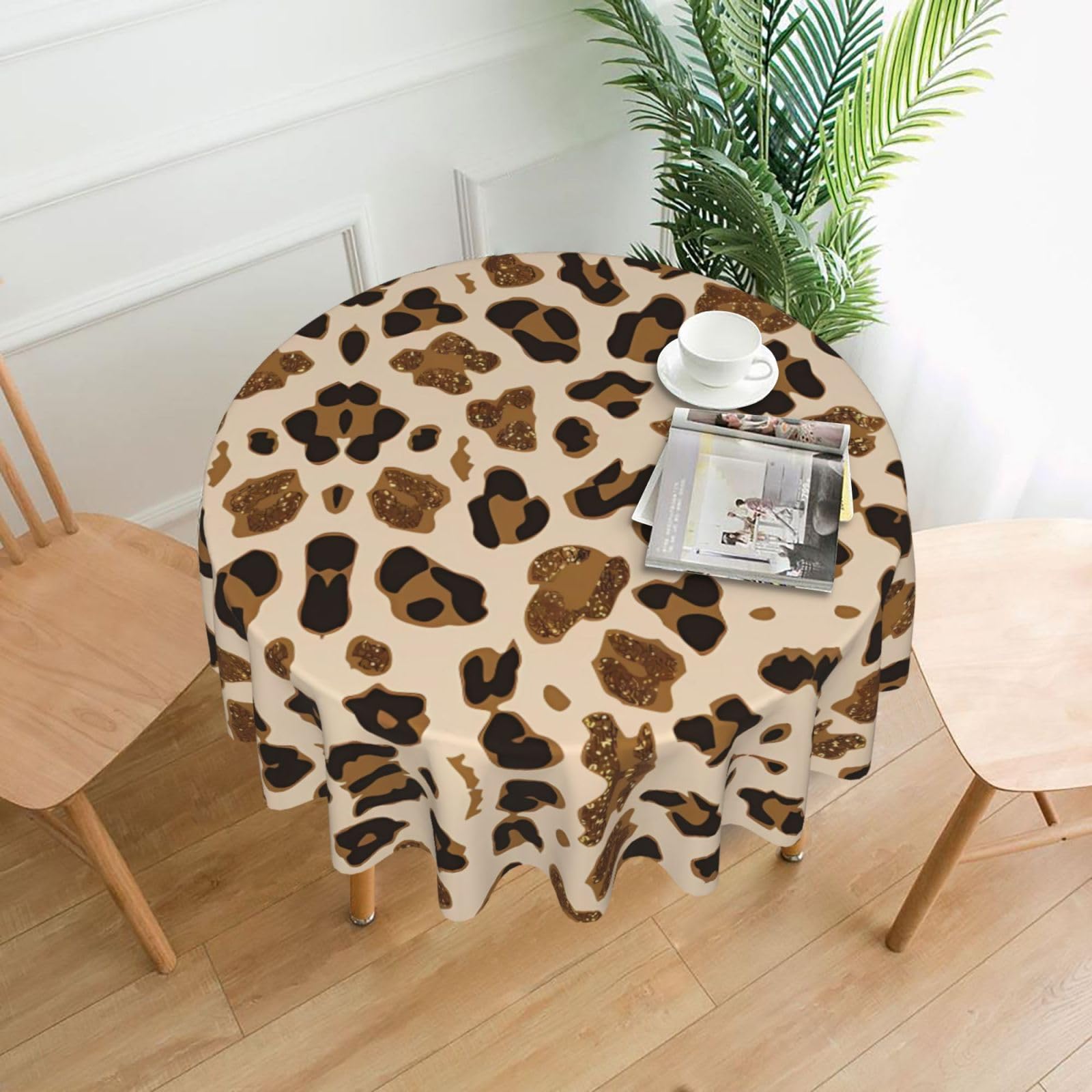 YYHHAOFA Animal Leopard Prints 60in Round Decorative Tablecloth – High-Grade Polyester Throw Cover for Dining, Parties, and Outdoor Events