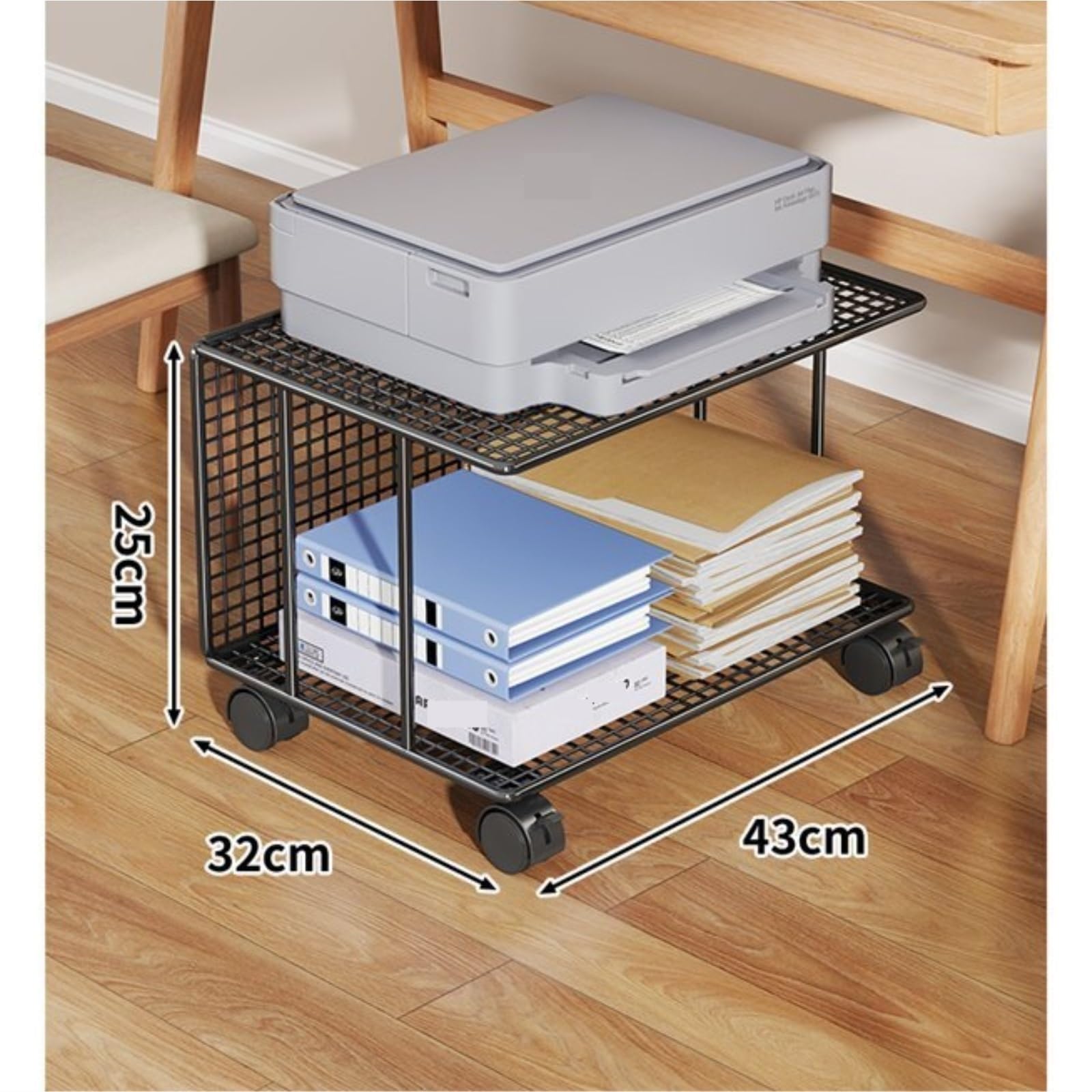 Podstawki pod drukarki Stojak Na Drukarkę, Dwuwarstwowy, Wielofunkcyjny Organizer Pliki Organizer Półki(Black,48x38x37 cm)