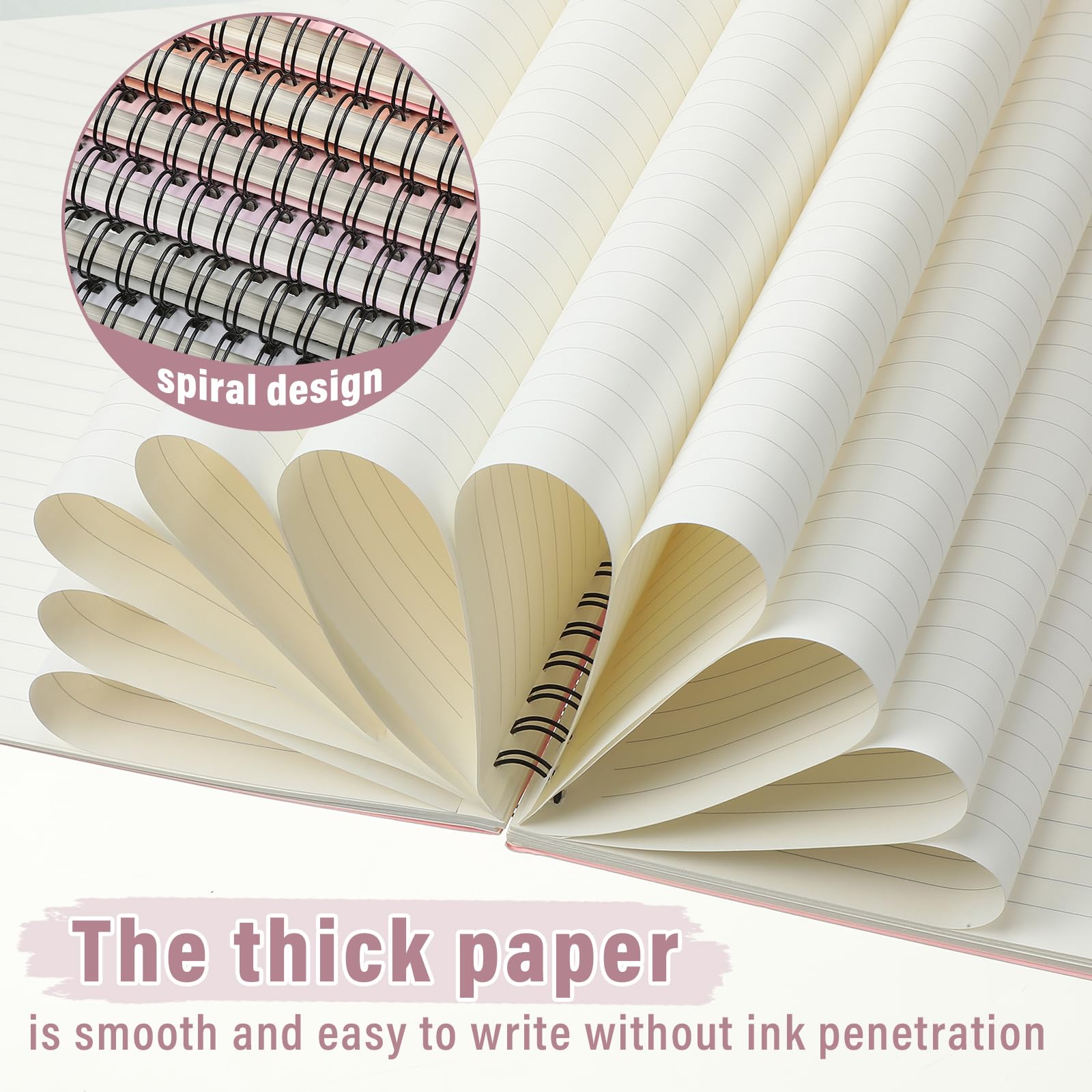 Glenmal 6 Pack Spiral Notebooks - A4 8.5x11" College Ruled Kraft Cover 120 Sheets Morandi Colors