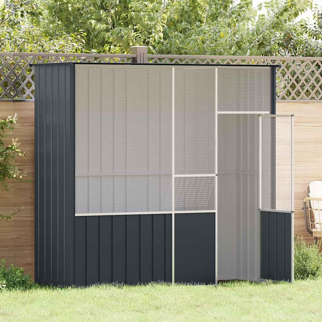 vidaXL Jaula de Pájaros, Pajarera con Pestillo, Casa para Loros Pinzones Palomas Periquitos, Jaula de Exterior, Acero Galvanizado Gris Antracita