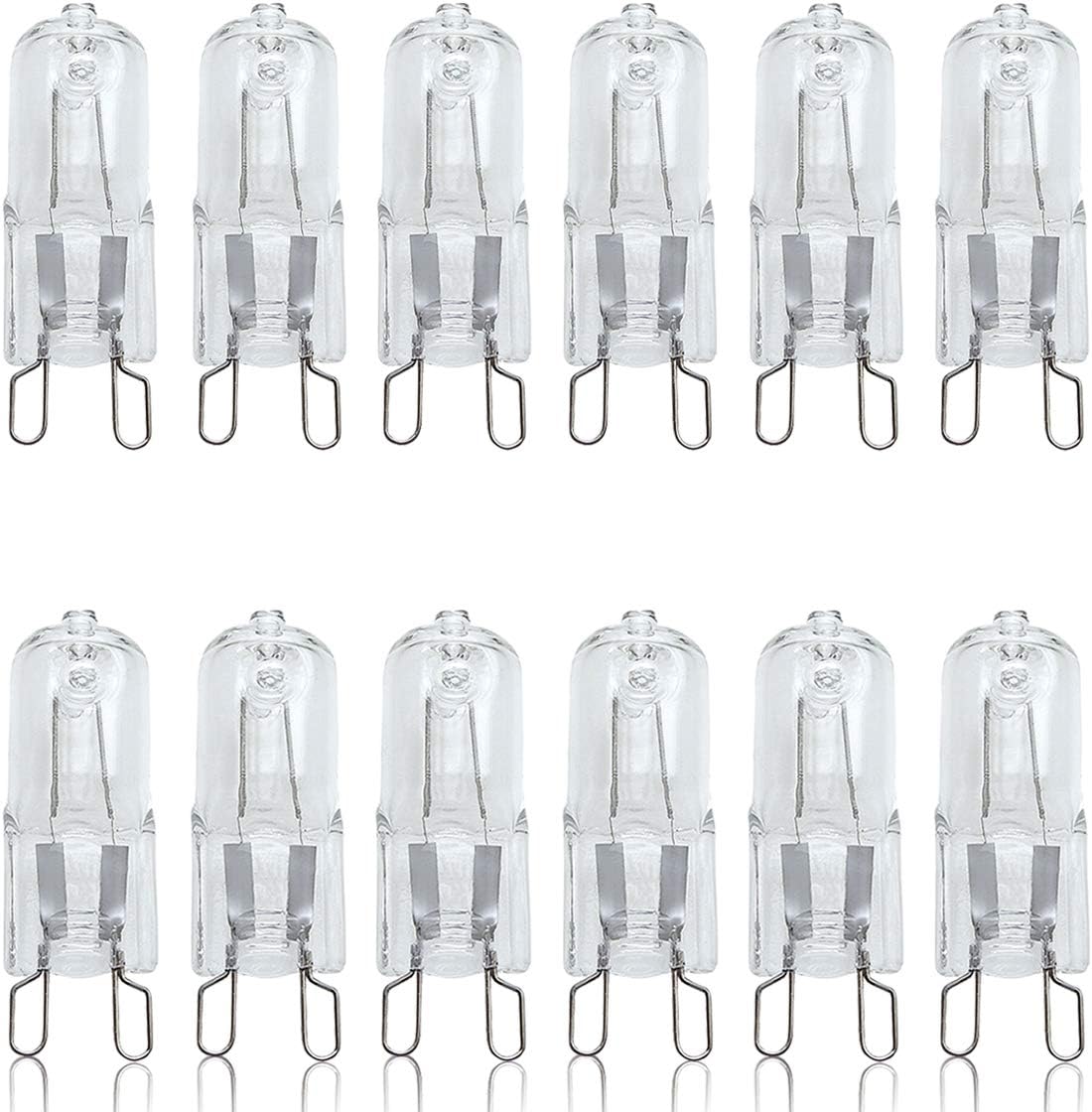 12 Pack Dimmable G9 25W Halogen Small Bulbs 240V, Capsules Halogen Light Bulbs 25 watt, Safety Fused Preventing Lamps Bulb Exploding, Warm White Light 2700K, Up to 2500 Hours Life
