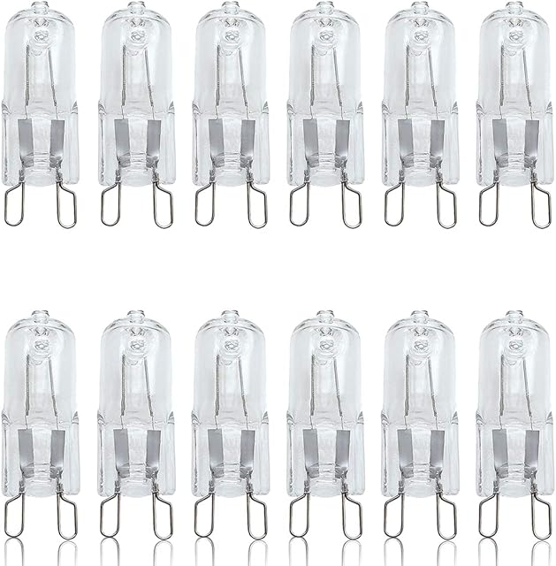 12 Pack Dimmable G9 25W Halogen Small Bulbs 240V, Capsules Halogen Light Bulbs 25 watt, Safety Fused Preventing Lamps Bulb Exploding, Warm White Light 2700K, Up to 2500 Hours Life