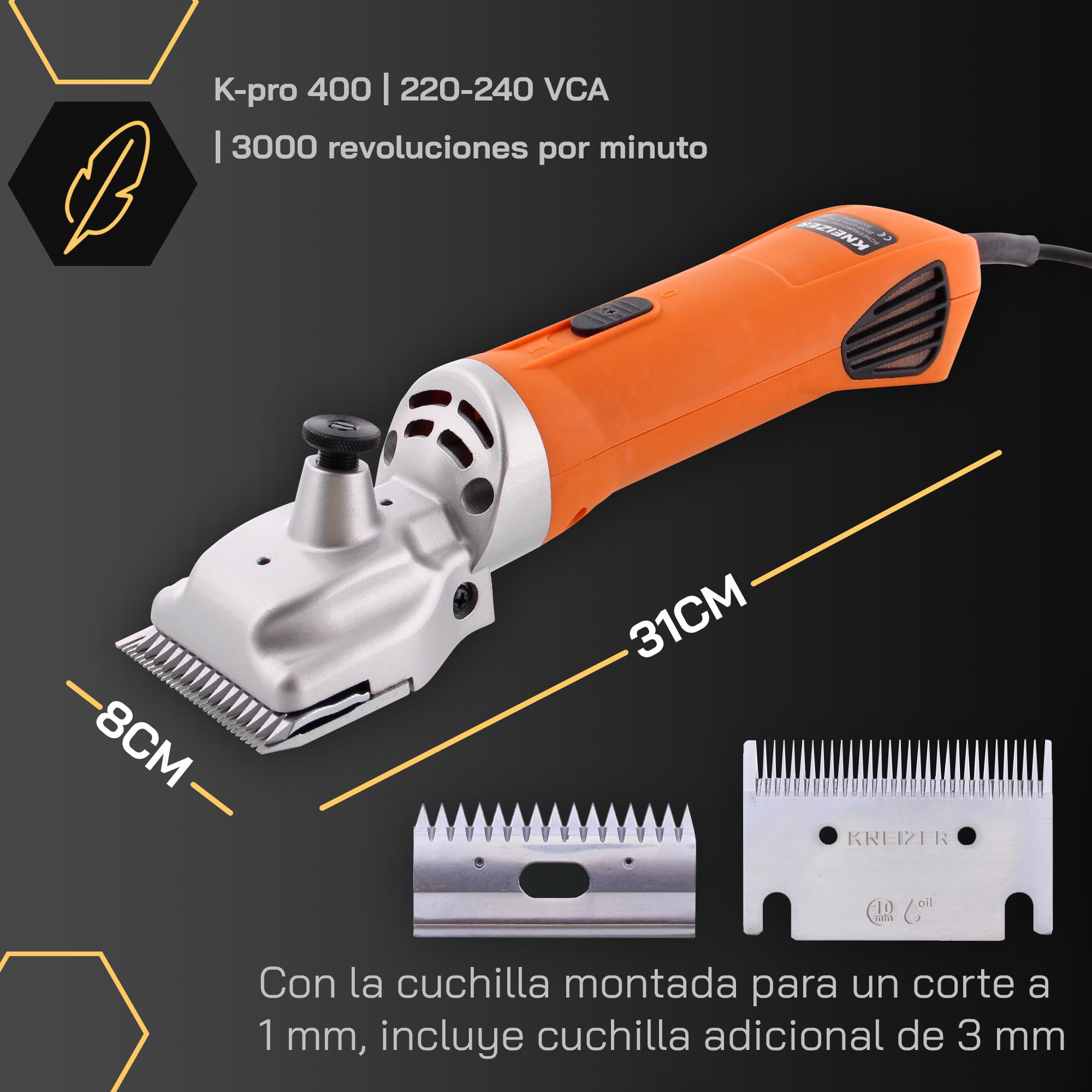 Esquiladora Caballos - Con cuchillas intercambiables – Silenciosa y de bajas vibraciones – Tranquilidad para el caballo – Adecuada para todo tipo de pelajes y partes del cuerpo
