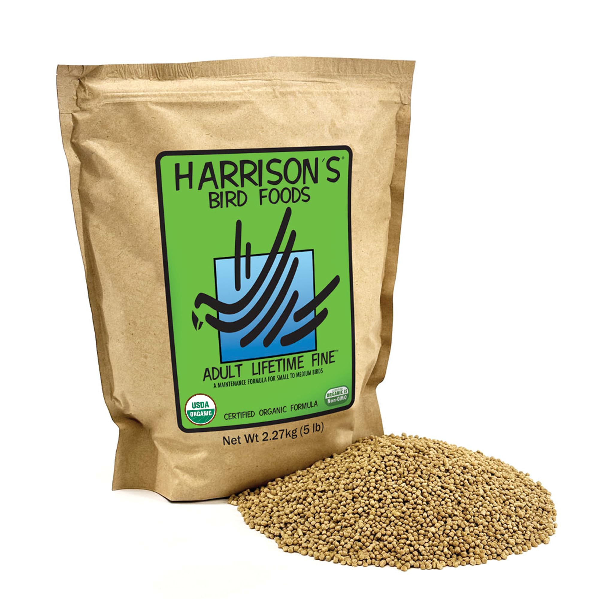 Bird Food Adult Lifetime Fine Certified Organic Non-GMO Formula Bird Food 5lb