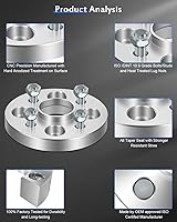 Vista 5 de ECCPP Espaciadores de rueda centrados de 4 x 100 a 4 x 100 de 0.787 in, 4 lengüetas de 2.209 in, 12 x 1.5 pernos para Honda Fit 2006-2010