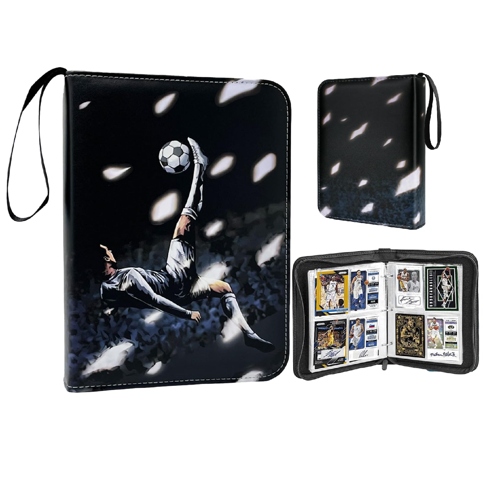 Football Binder,4 Card Binder,Card Album,Convenient Zip Binder,PU Leather Trading Card Binder for MTG Football Play Cards(400Pockets)