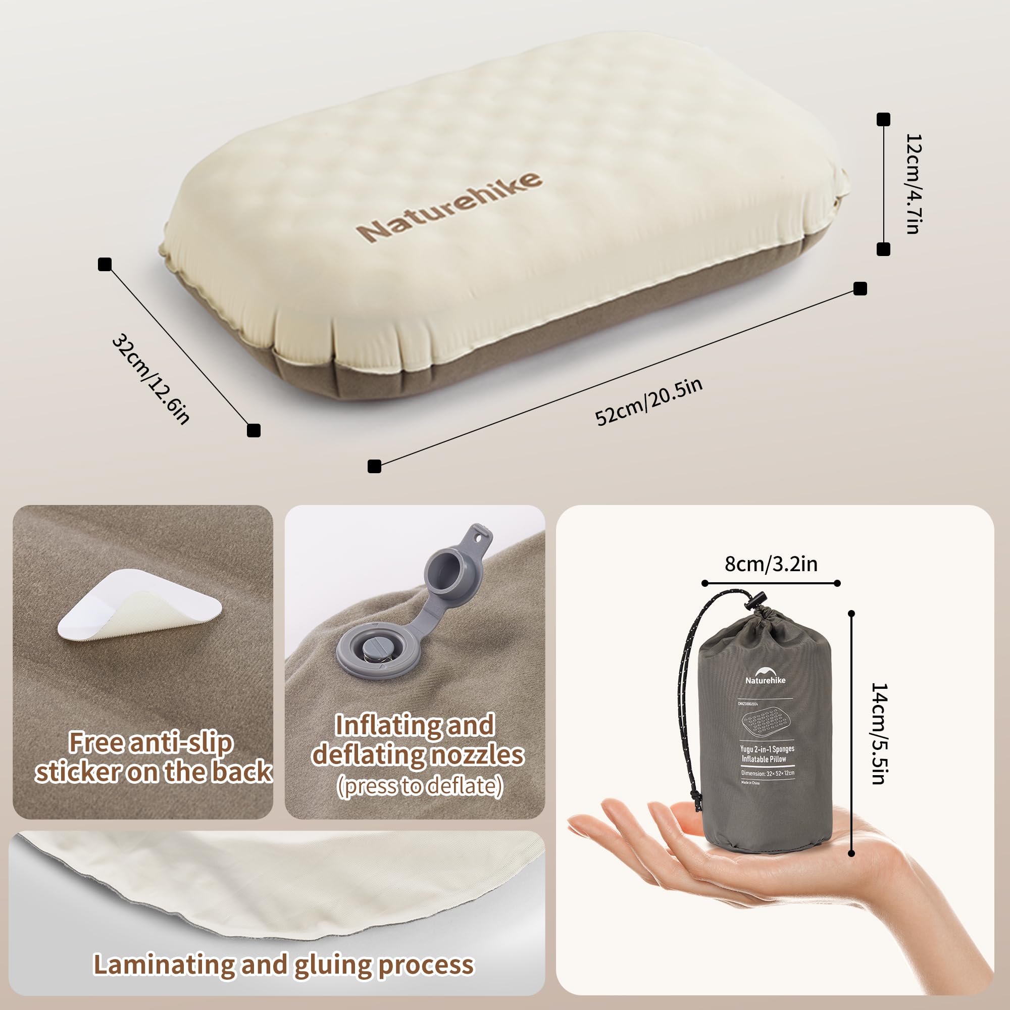 Naturehike Campingmat, dubbel gevoerd, 8 cm dik, opblaasbaar kussen met dubbele airbag, compact en geschikt voor buiten (blauw