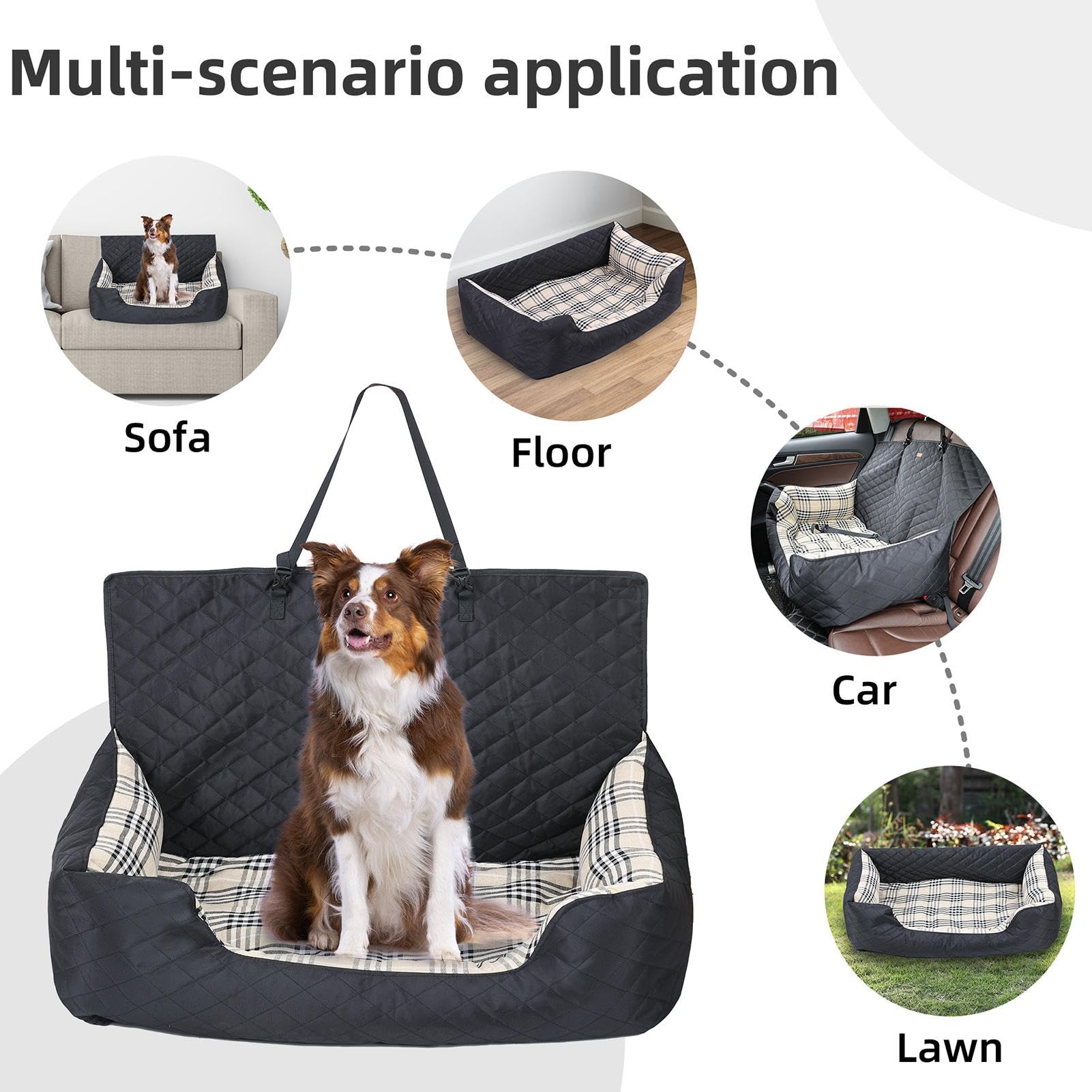 Cama Multifuncional Para Perros - Asiento De Coche Portátil Para Perreras | Transportador De Seguridad De Viaje Para Productos Para Mascotas | Asiento De Coche Para Perro Con Cinturón De Secador