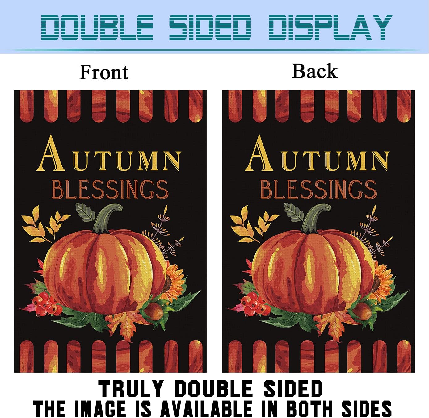 Fall Garden Flag, Autumn Blessings House Flags 12 x 18 Vertical Double Sided Pumpkin Porch Sign for Halloween Thanksgiving Harvest Home Farmhouse Outdoor : Patio, Lawn & Garden
