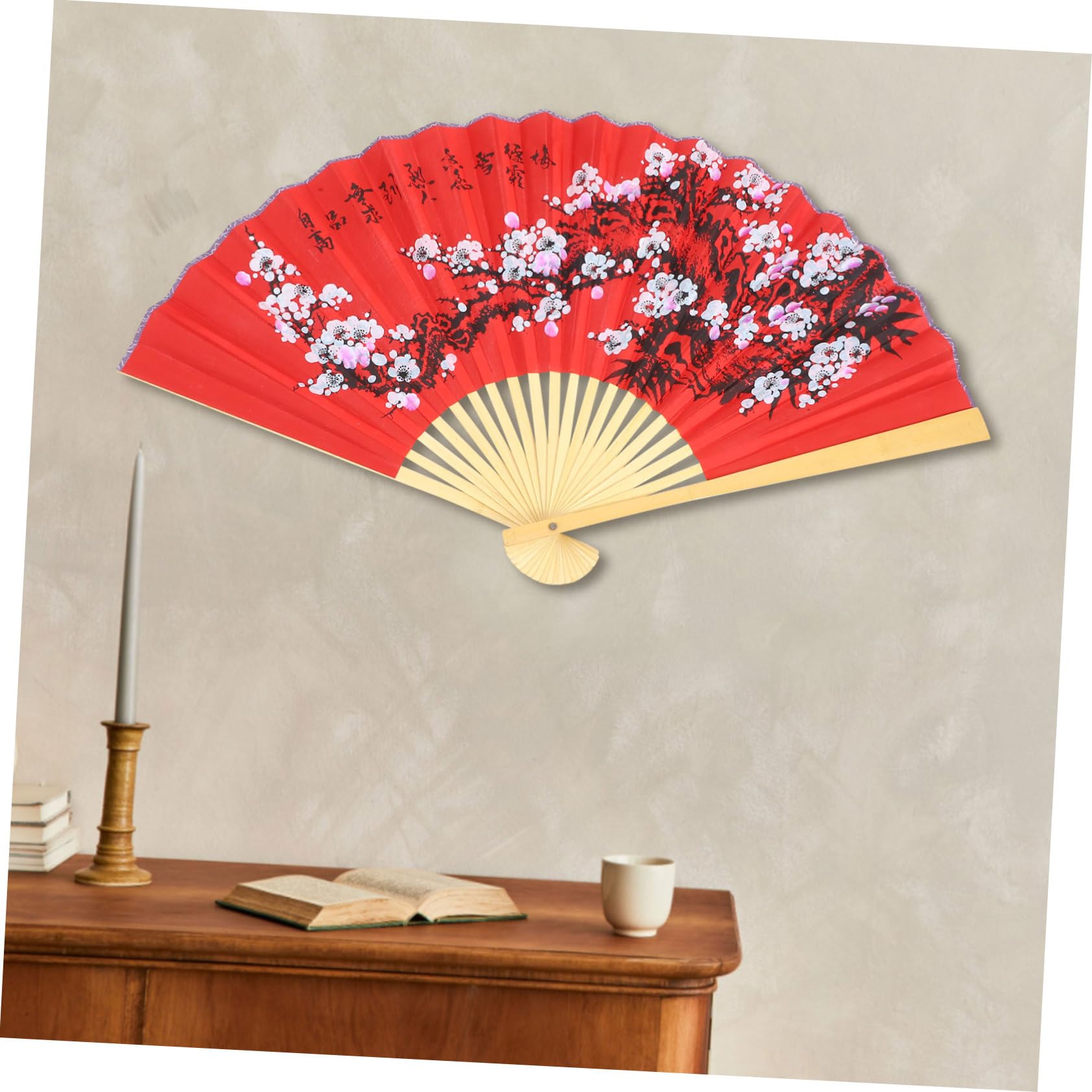 5 Piezas Gran Aficionado Gran Abanico Oriental Decorativo Abanico Chino Colgando decoración de Pared Pieza Decorativa Decoraciones de Ceremonia de Boda abanicos con Pintura China TOPBATHY