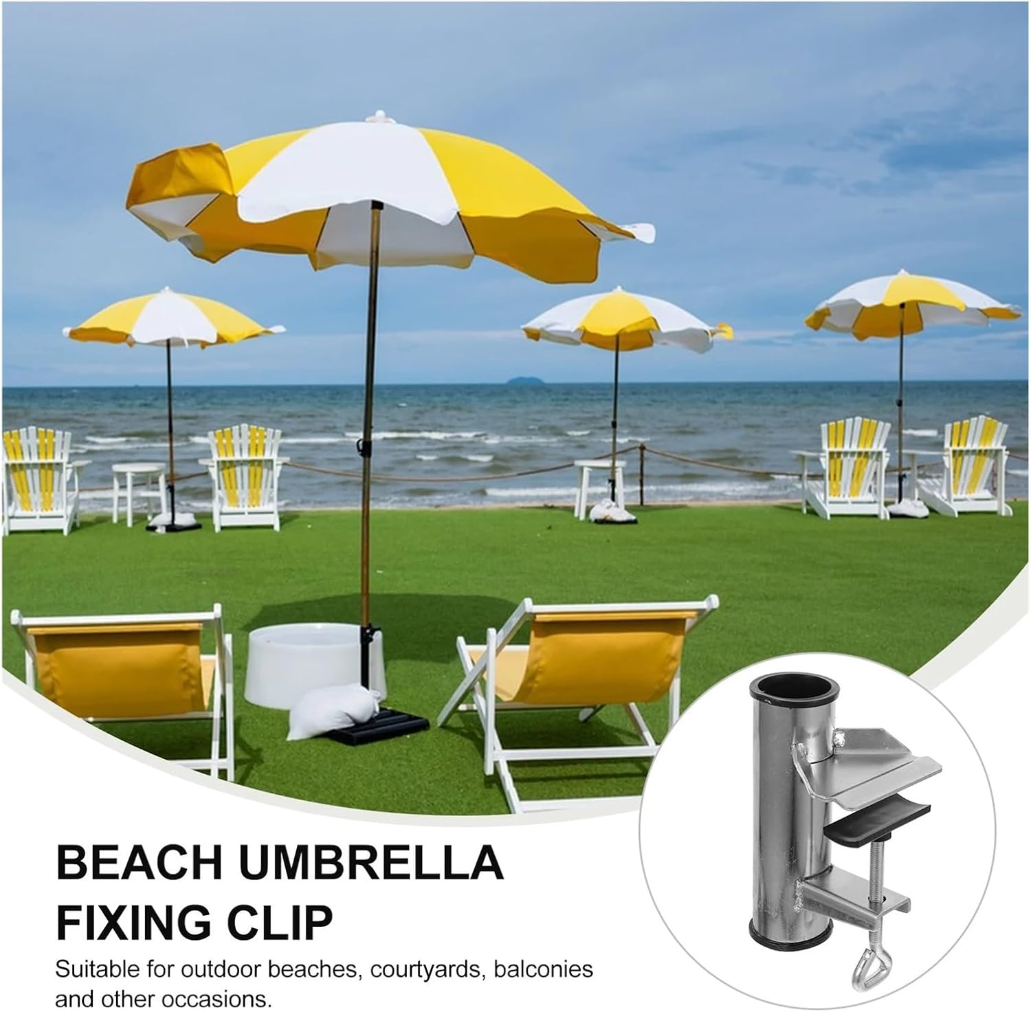 Umbrella Clip Parasol Holder Outdoor Stand Fixing Bracket Clamp Table Mount Patio Beach Garden Adjustable Stable