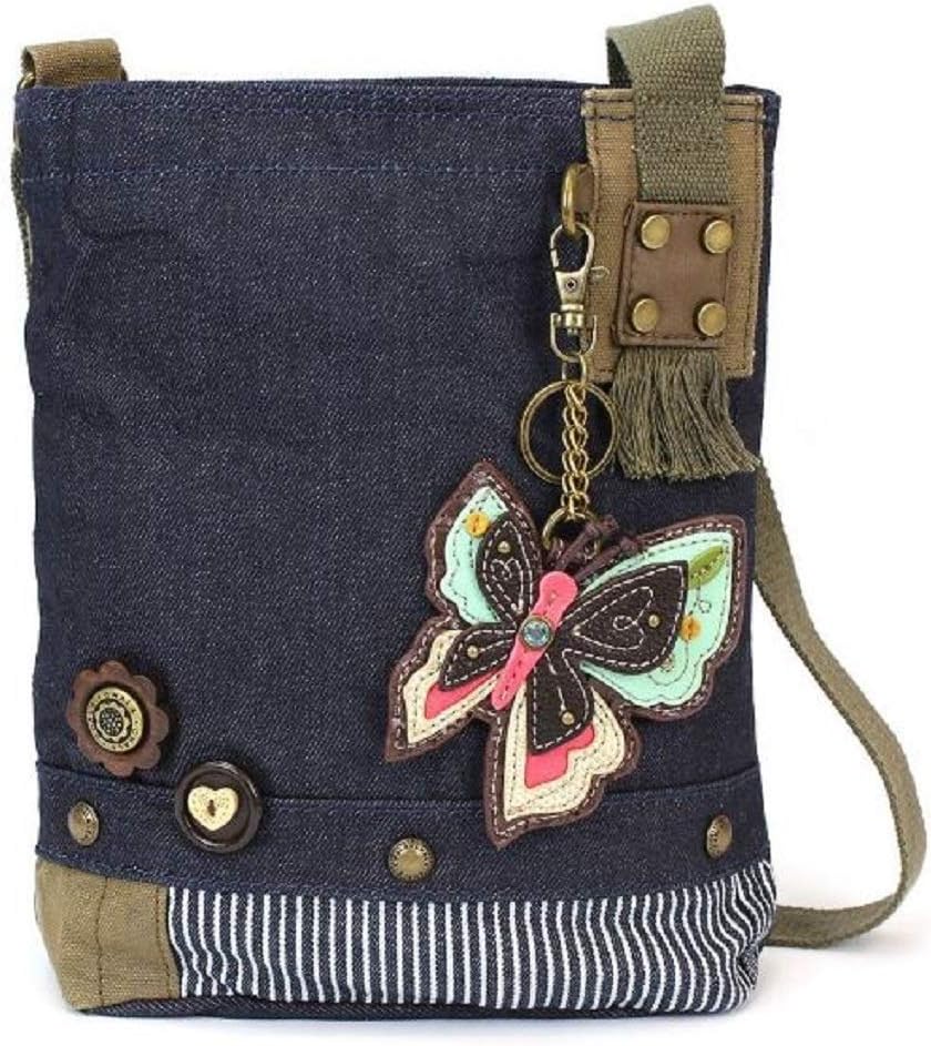 Chala Patch Cross-Body Women Handbag, Blue Denim Canvas Messenger Bag