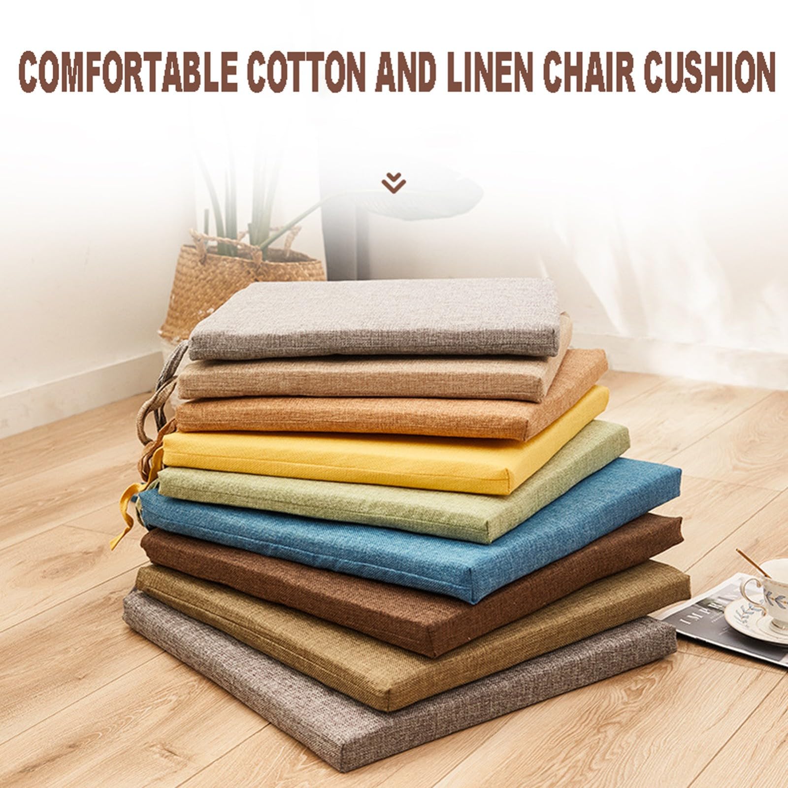 Lot De Coussins De Chaise Avec Attaches - Galettes Confortables Lavables 45x45 Cm, Pour Intérieur Et Extérieur