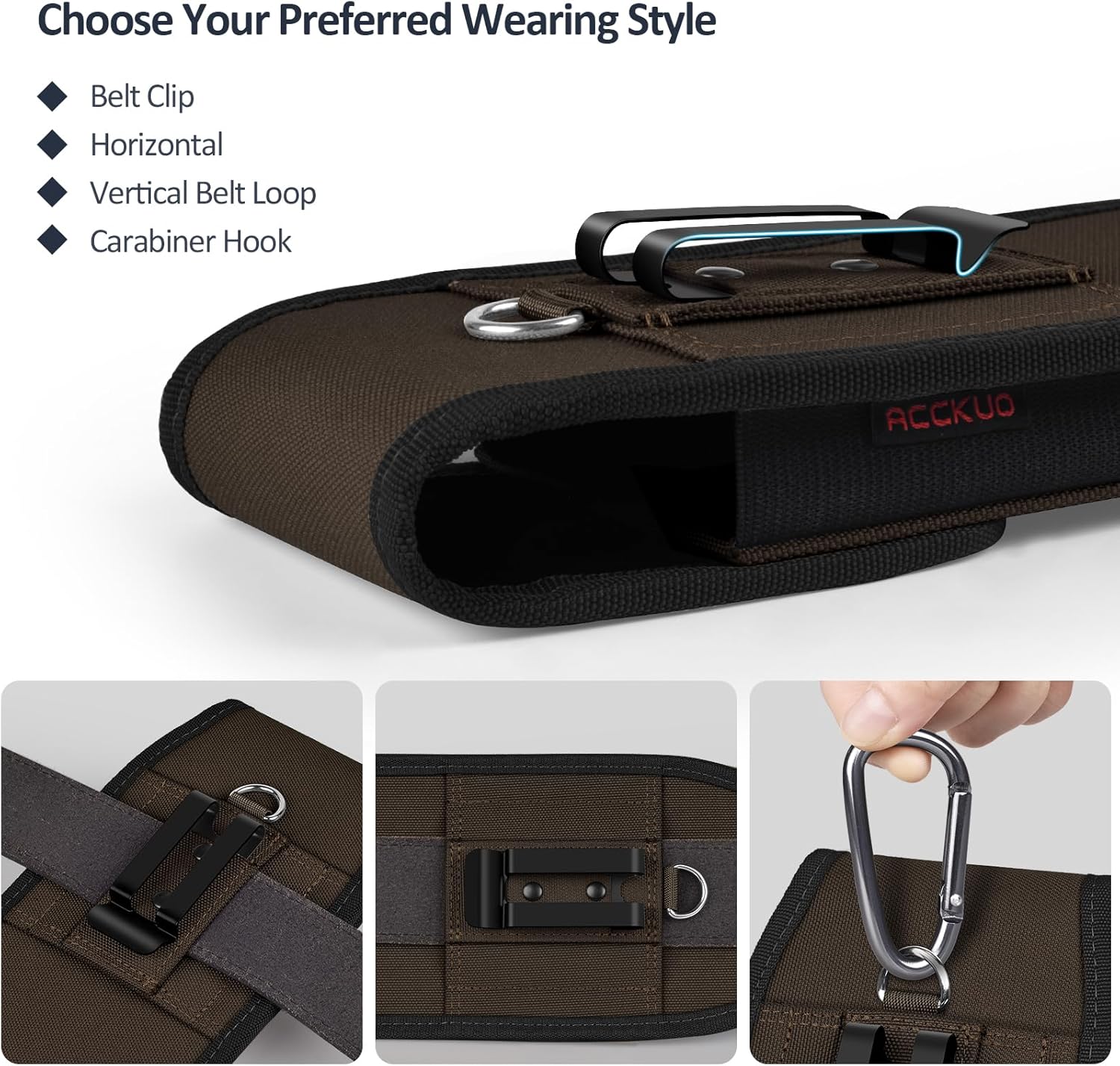 Phone Holster for Belt with Metal Clip and Magnetic Closure Compatible with iPhone 16/15/14/13/12 Pro and Non-Pro, Galaxy S25 S24 S23 S22 for Everyday Protection, M-Coffee - Image 4