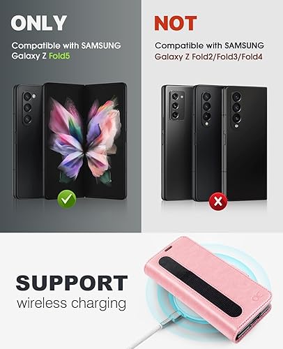 Miniatura 2 de OCASE Funda tipo cartera para Samsung Galaxy Z Fold 5 5G con soporte para S Pen (versión actualizada), funda de piel sintética, ranuras para