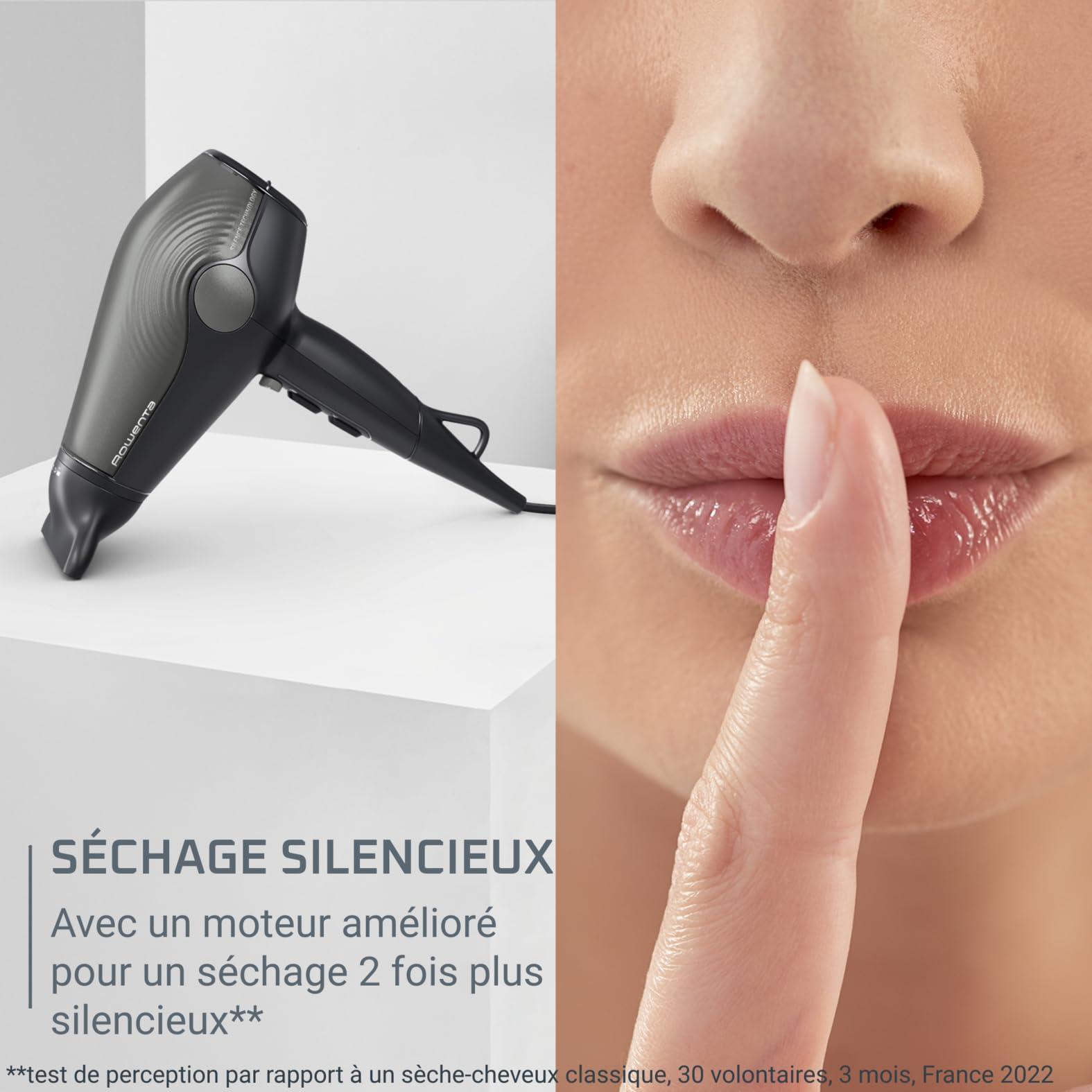 Rowenta Ultra Silence Sèche-cheveux, Silencieux, 2100 Effiwatts, Séchage rapide, Technologie ionique, Compact, Léger CV6430F0