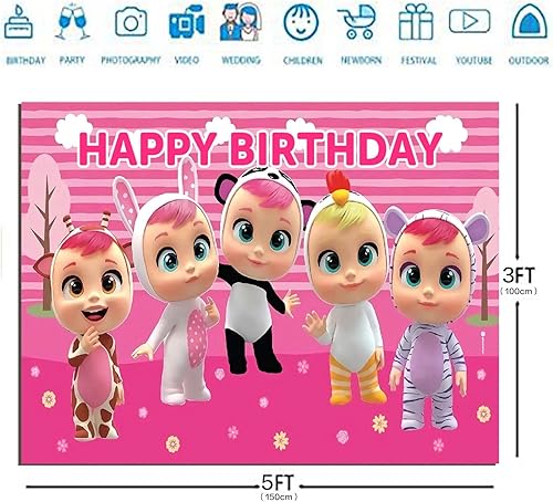 Miniatura 5 de Cry Babies Lágrimas mágicas para fotografía fondo de fotos de película de dibujos animados 5 x 3 pies para princesa niña decoración de fiesta de