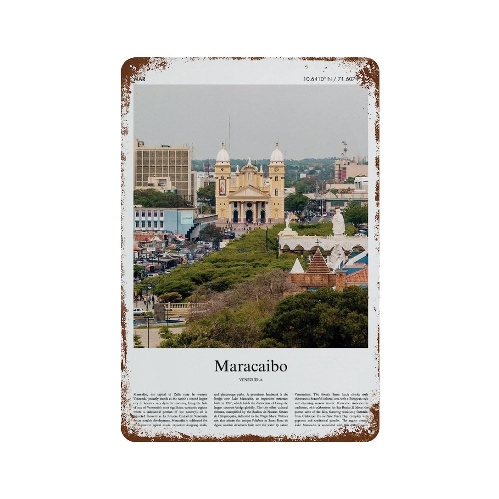 xiaoxiaoshen Maracaibo Venezuela City Scenery Wall Decor Art Metal Tin Poster Modern Home Decor Art Home Bar Shop Decorations Vintage Sign 30x20cm