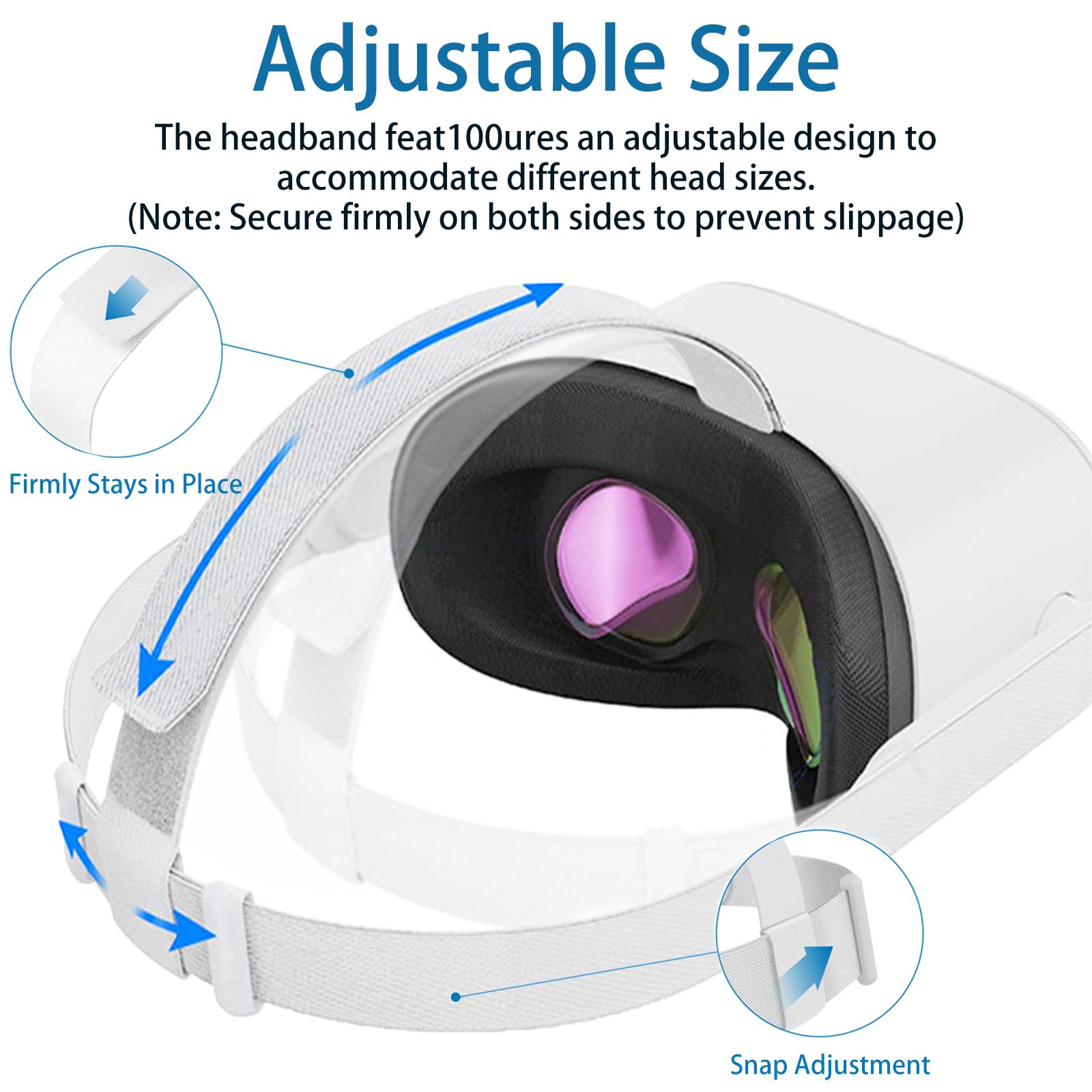 Cinghia per la Testa e Copertura per il Viso per Meta Quest 2, Kit di Accessori VR con Cinghia di Regolazione Sostitutiva e Imbottitura per il Viso Compatibile con Oculus Quest 2