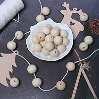 Vista 5 de Cuentas redondas de madera de 3/4 pulgadas, 100 unidades, cuentas sueltas naturales sin terminar, espaciador, suministros para abalorios, hallazgos
