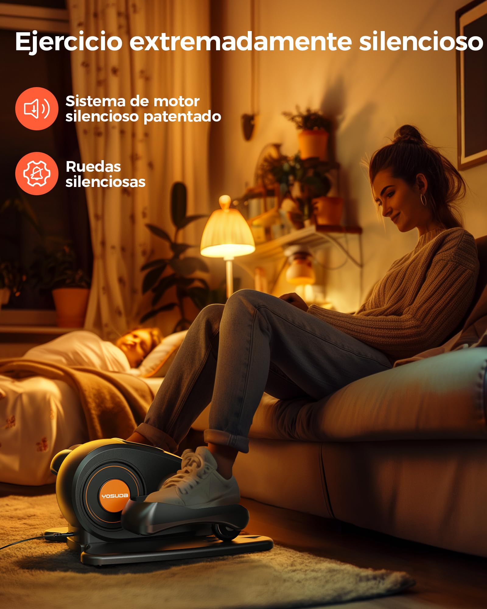 YOSUDA 2026 Mini Eliptica Electrica, Masaje Pies 3D, Pedales Electricos Personas Mayores & Oficina Ultra Silenciosa, 10 Velocidades, Plug & Play para Mayores & Oficina, Pedaleador para Ancianos