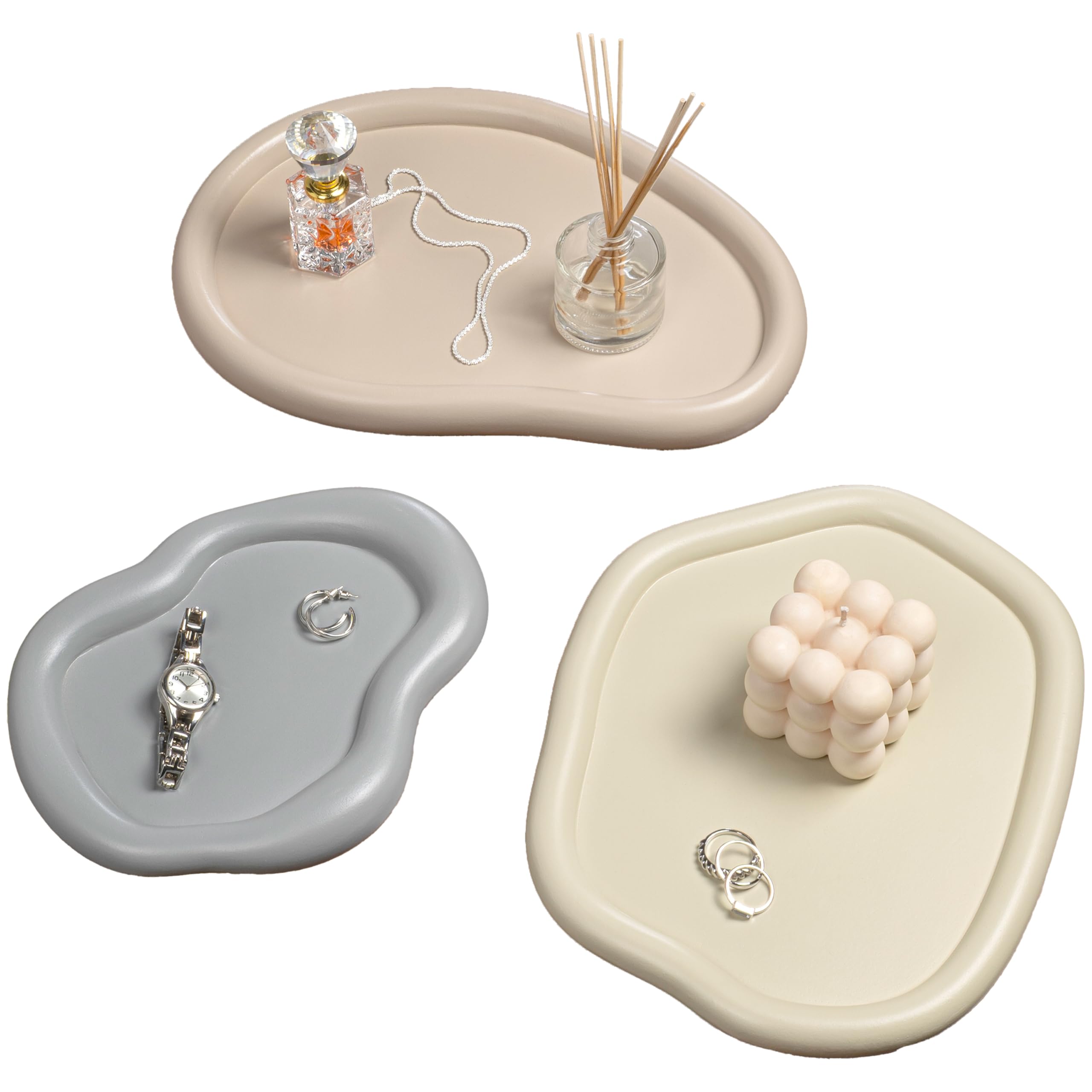 Bandejas de hormigón para almacenamiento de alimentos y decoración gris happimess