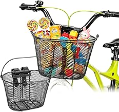 Children's Front Bicycle Basket, Metal Bicycle Basket for Girls and Boys, Waterproof, Removable Bicycle Accessories with Fasteners