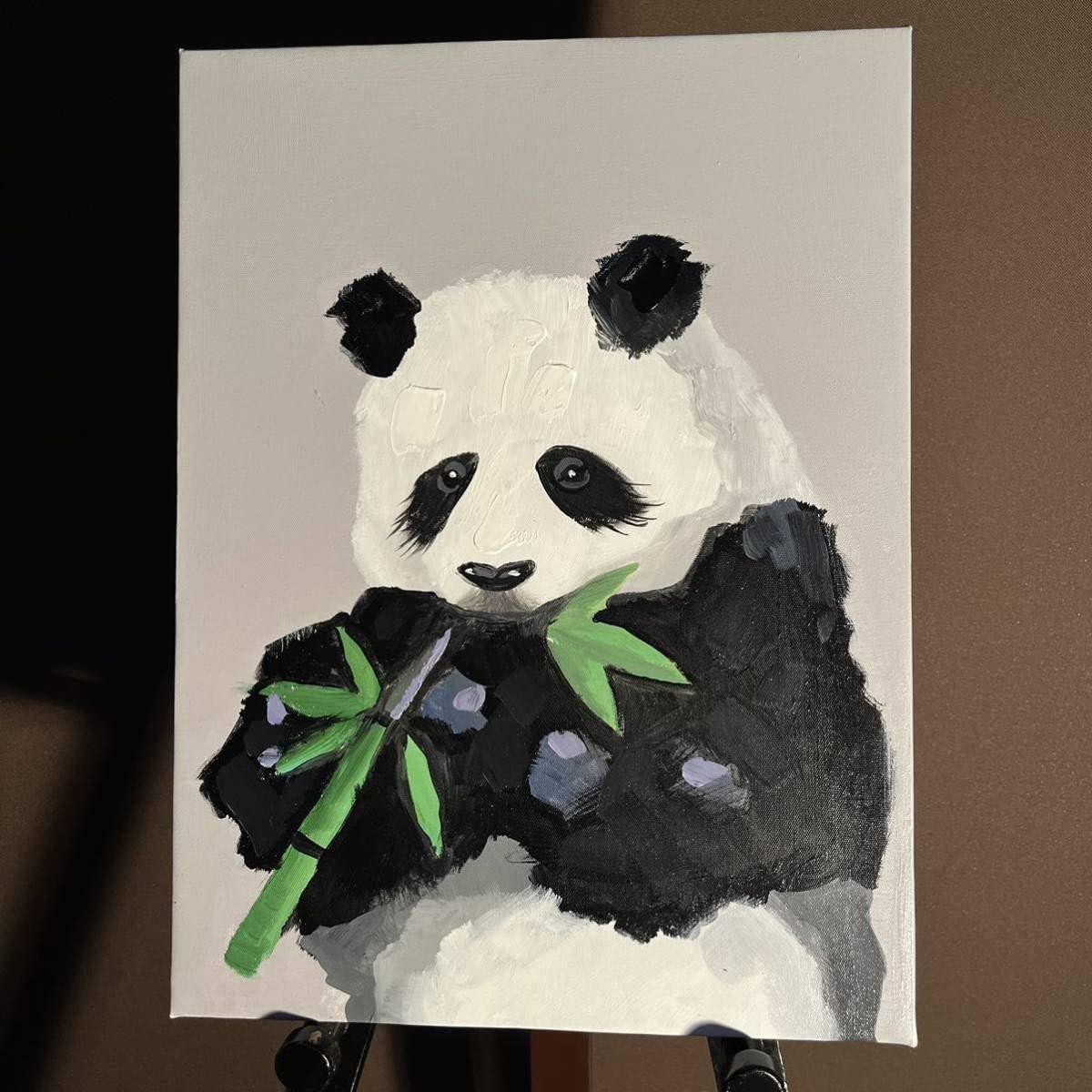 Amazon.co.jp: 手書き油絵 パンダ 絵画 インテリア 油彩画