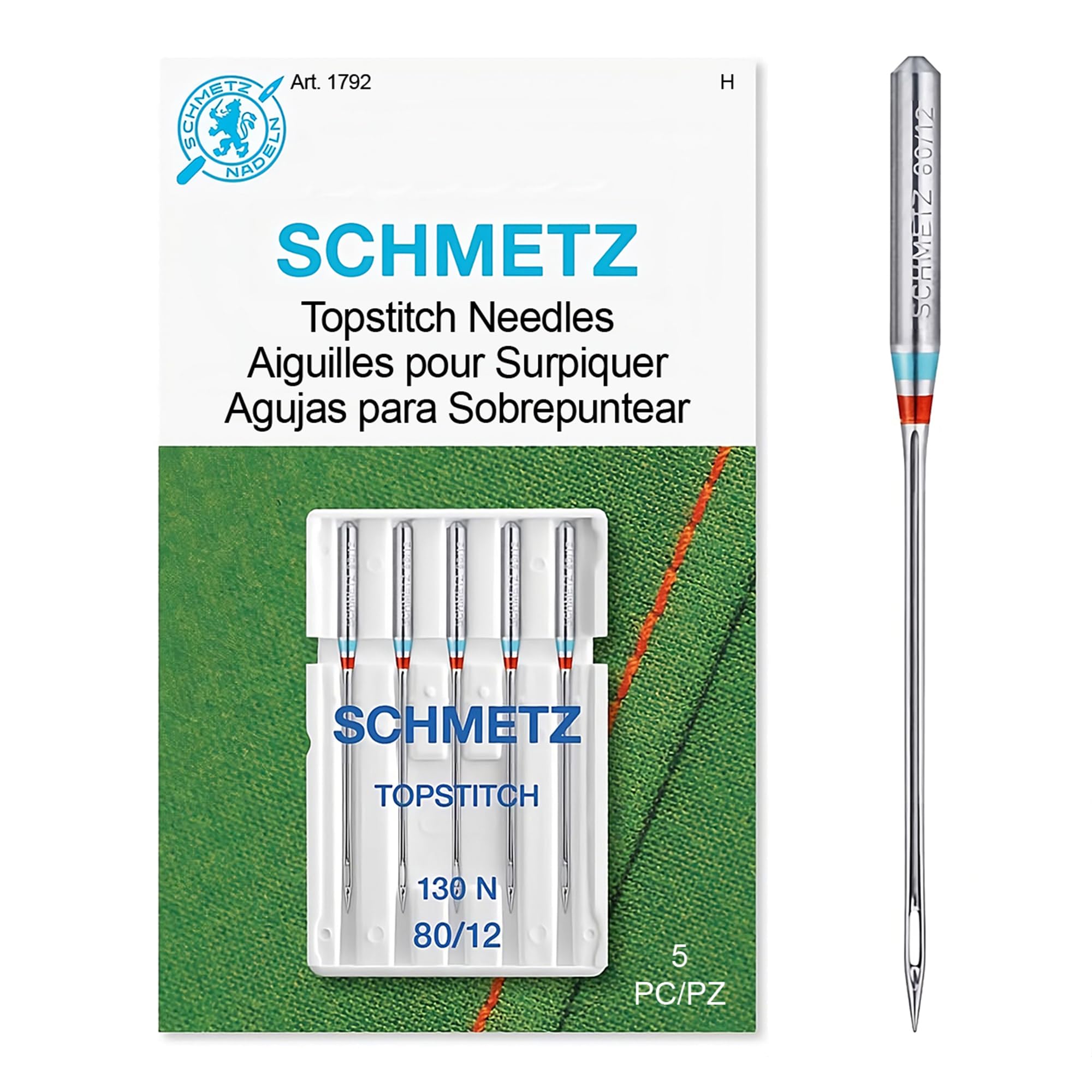 Schmetz Euro Notions Topstitch Sewing Machine Needles, Size 80/12