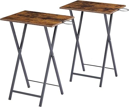 Miniatura 80 de VECELO Bandeja plegable de TV para comer, juego de 2, mesa portátil para cena/merienda con portavasos para sofá, sala de estar y espacio pequeño,