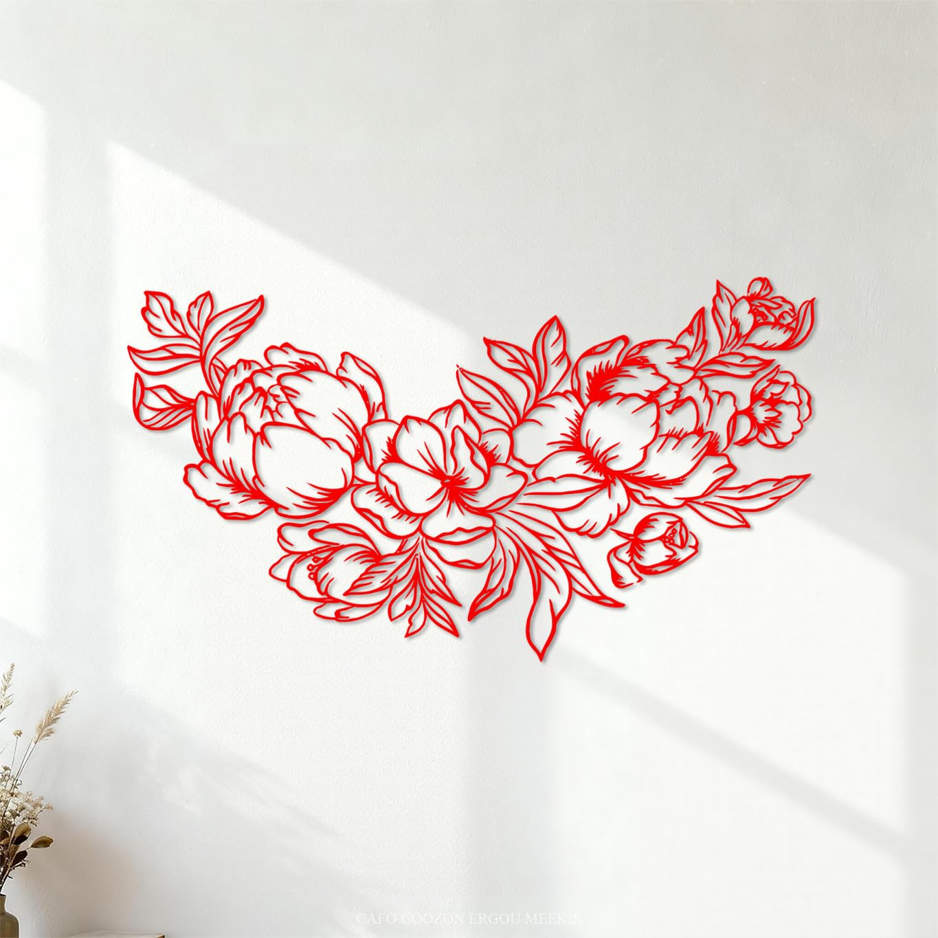 Lettering Stickers Peony Flowers 54x96.6cm Glass Stickers Red โ image 1