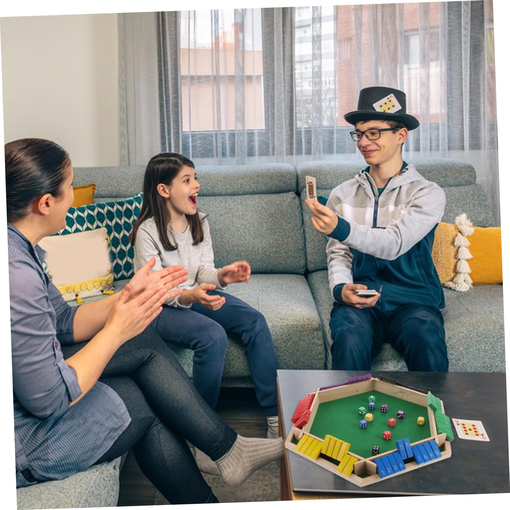 Kisangel Sechsseitiger Klappspieltisch mit Vielseitigen Trinkspielen für Ktv und Riegel für Party Brettspiele und Gesellige Abende