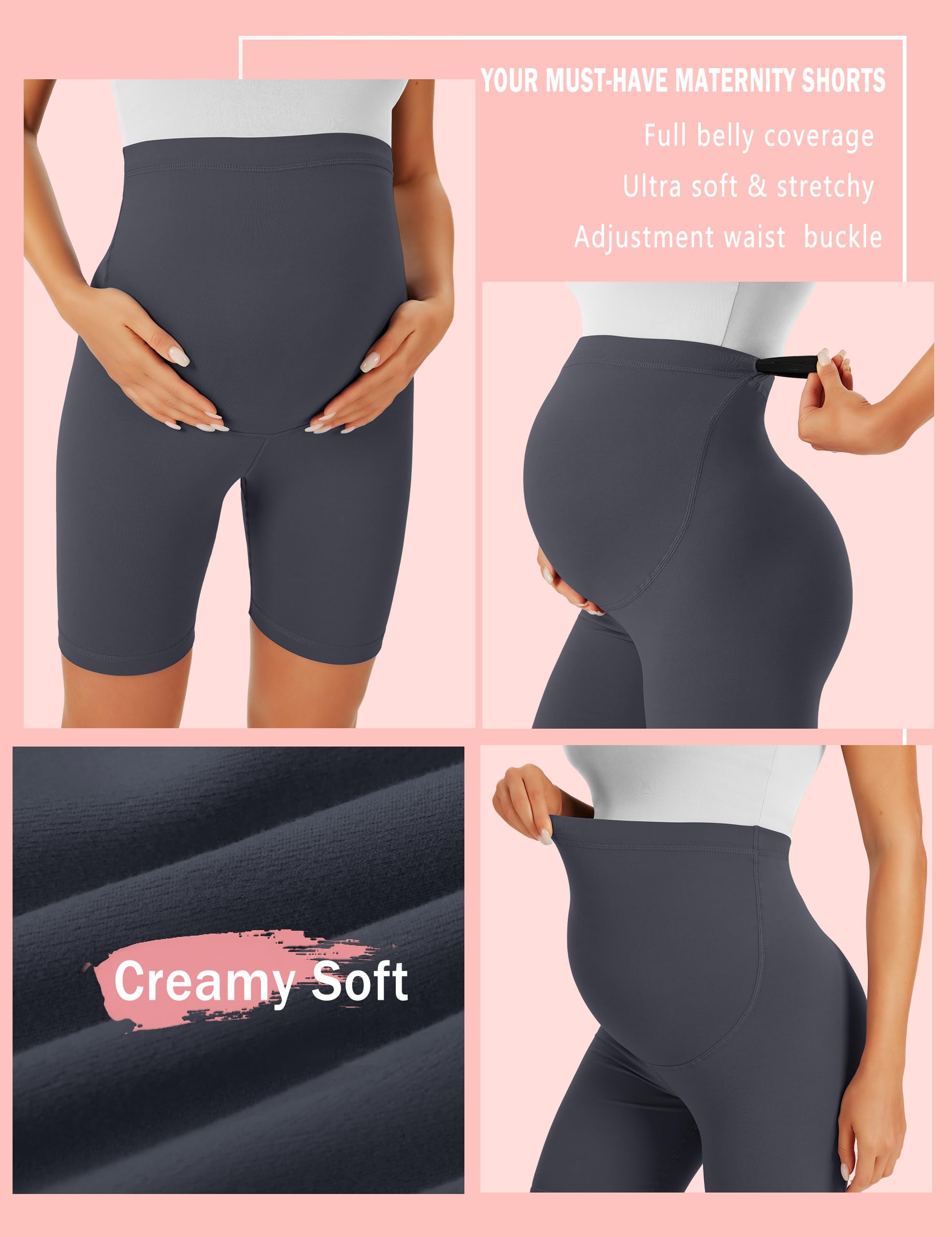 VALANDY Maternity Shorts Over Belly Biker Shorts High Waisted Short Leggings Athletic Workout Running Yoga Pregnancy Pants