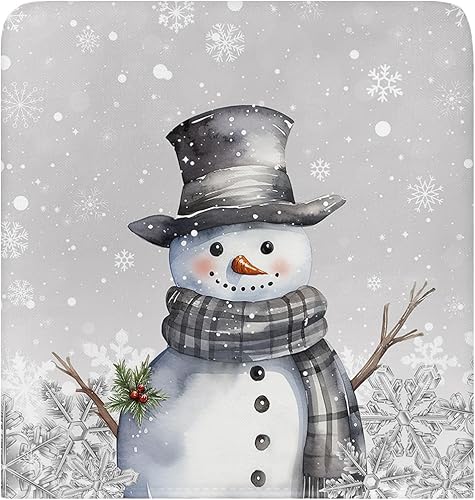 Miniatura 2 de Juego de 6 fundas para sillas de Navidad, diseño de muñeco de nieve gris, para comedor, diseño de bayas de Navidad, fundas extraíbles para sillas de