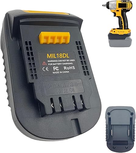 TPDL Adaptador para batería Milwaukee M18 a herramientas DeWalt, adaptador de batería MIL18DL convertido para batería de litio de 18 V Milwaukee a