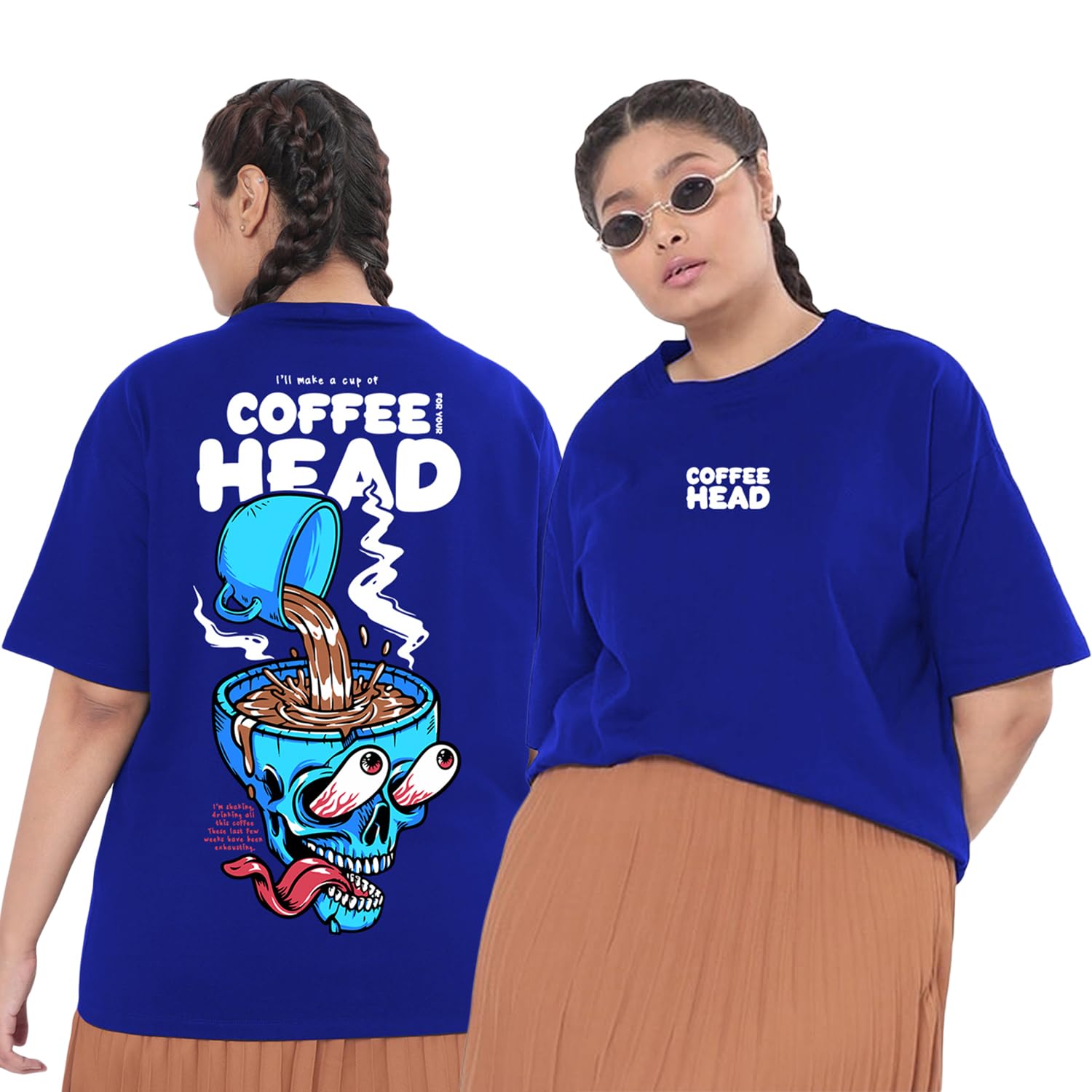 bewakoof Women's 100% Cotton Graphic Print Oversized Fit Round Neck Plus Size T-Shirt-picture-48