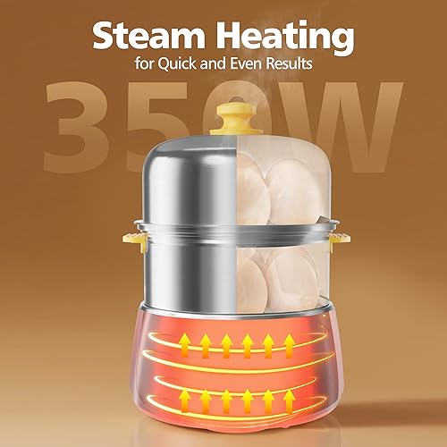 Miniatura 4 de Olla para huevos duros  Caldera rápida de acero inoxidable para 14 huevos con temporizador de 30 minutos y apagado automático, vaporizador eléctrico