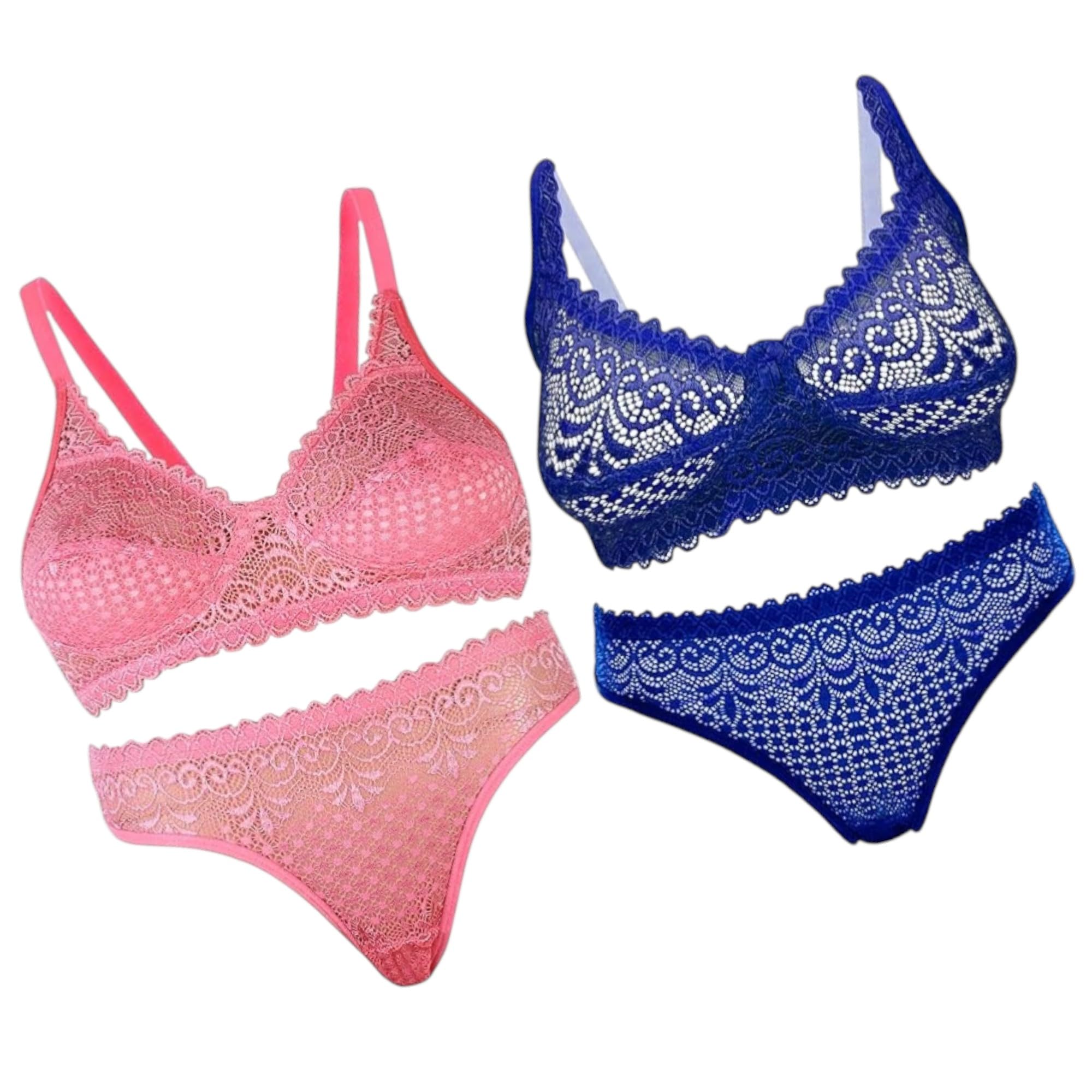 Women Sexy Lingerie Set for Honymoon Sex Panty Set, Underwired Bridal Lace Bra and Panty Set, Swimwear Bikini Bra Panty Lingerie Set (Combo Set of 2) Combo-image-10