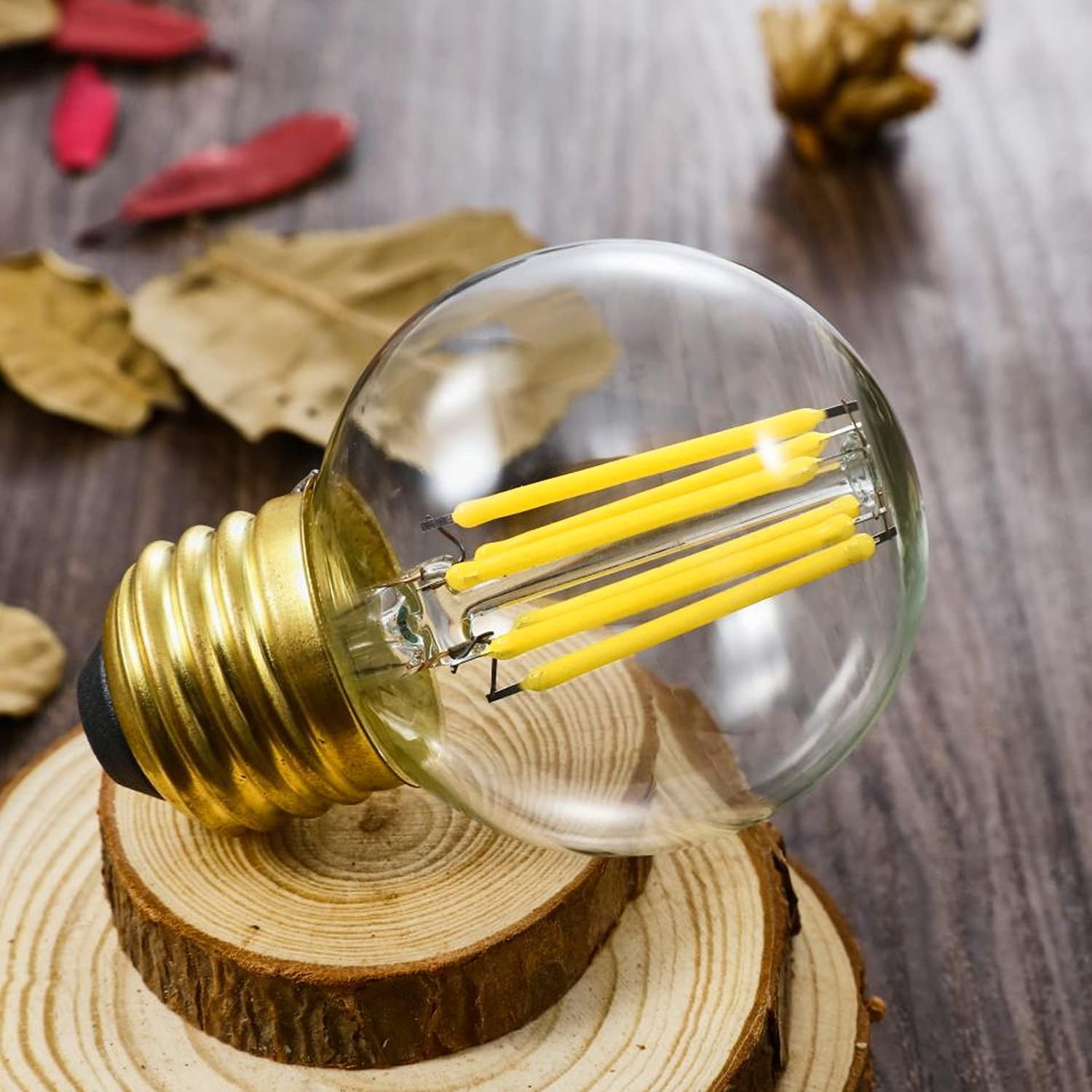 Dimmable E26 Edison Bulb G16.5 Light Bulb 6W Equal 60 watt AC120V Daylight 4000K E26 Light Bulb for Pendant,Vanity,Vintage LED Filament Edison Candle Bulb with Decorative,2.99in,6Pack.