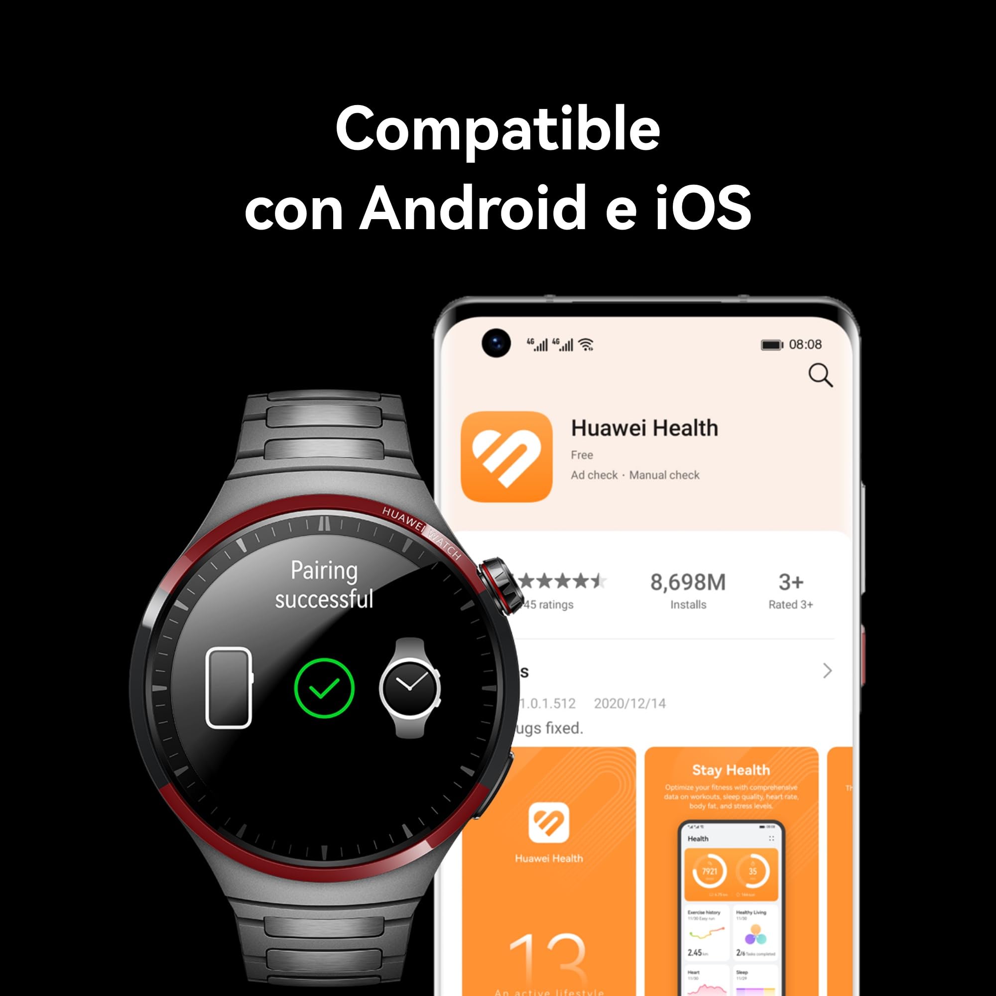 HUAWEI Watch 4 Pro Space Edition, Titanio DLC de Grado Aeroespacial, Resumen de Salud 2.0, Batería de hasta 21 días,Llamadas Móviles eSIM, Buceo Libre hasta 30 Metros, iOS & Android,Gris
