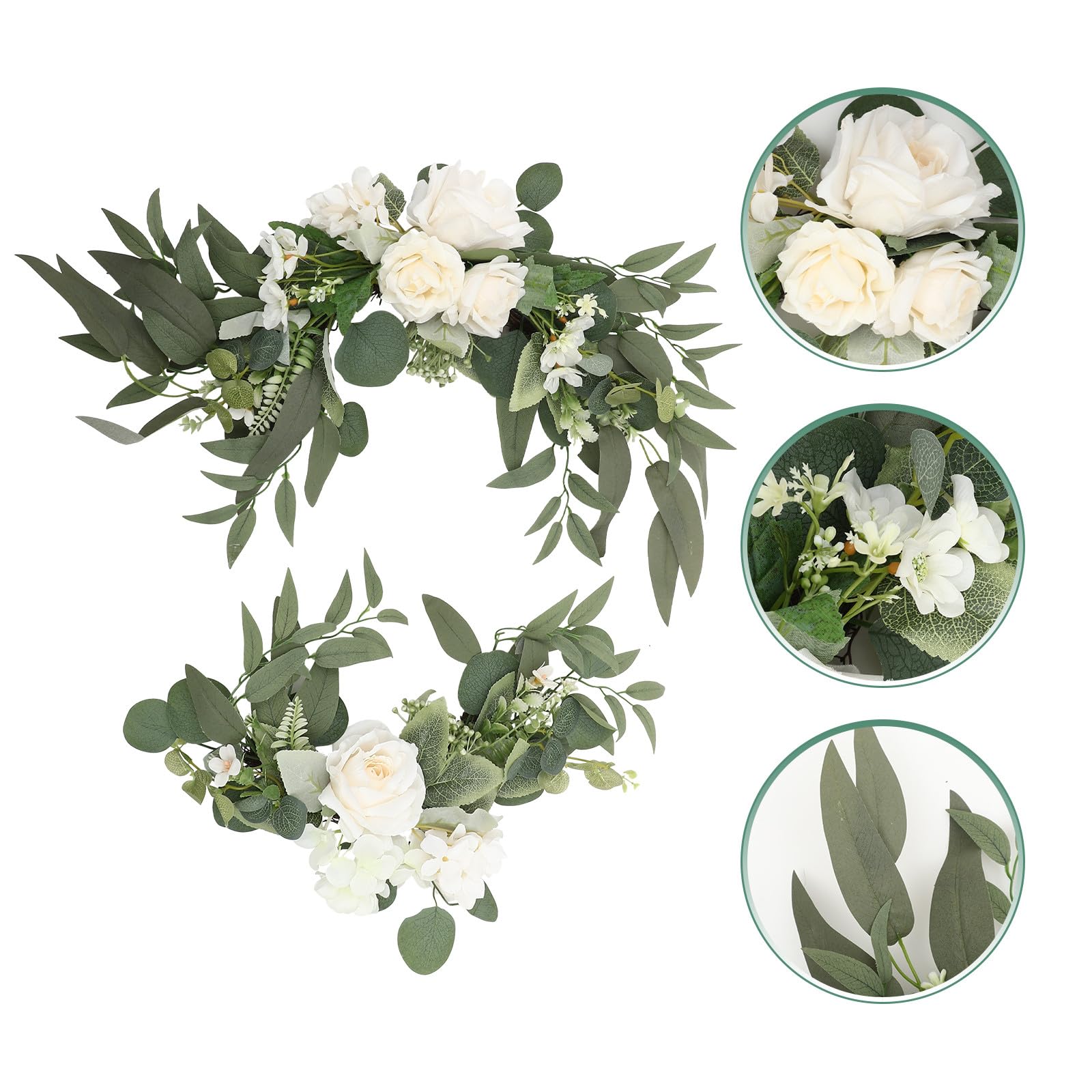 PACKOVE Künstlicher Blumenbogen aus Stoff in Weiß mit Langlebiger und Pflegeleichter Blumengirlande zur Dekoration für Hochzeitsbögen und Empfangsszenen