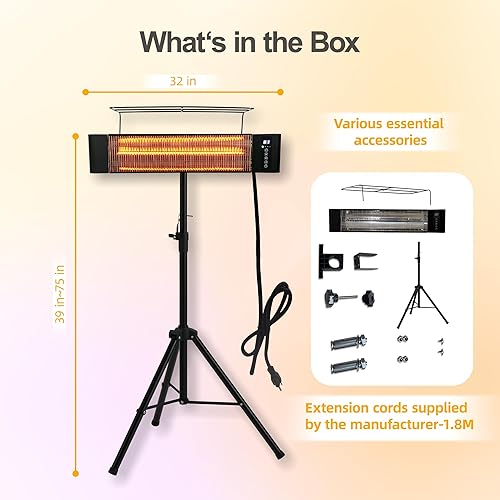 Miniatura 9 de Calentador eléctrico infrarrojo para patio de 1500 W, calentadores portátiles para patio RealSmart calentador de espacio exteriorinterior, 3 modos