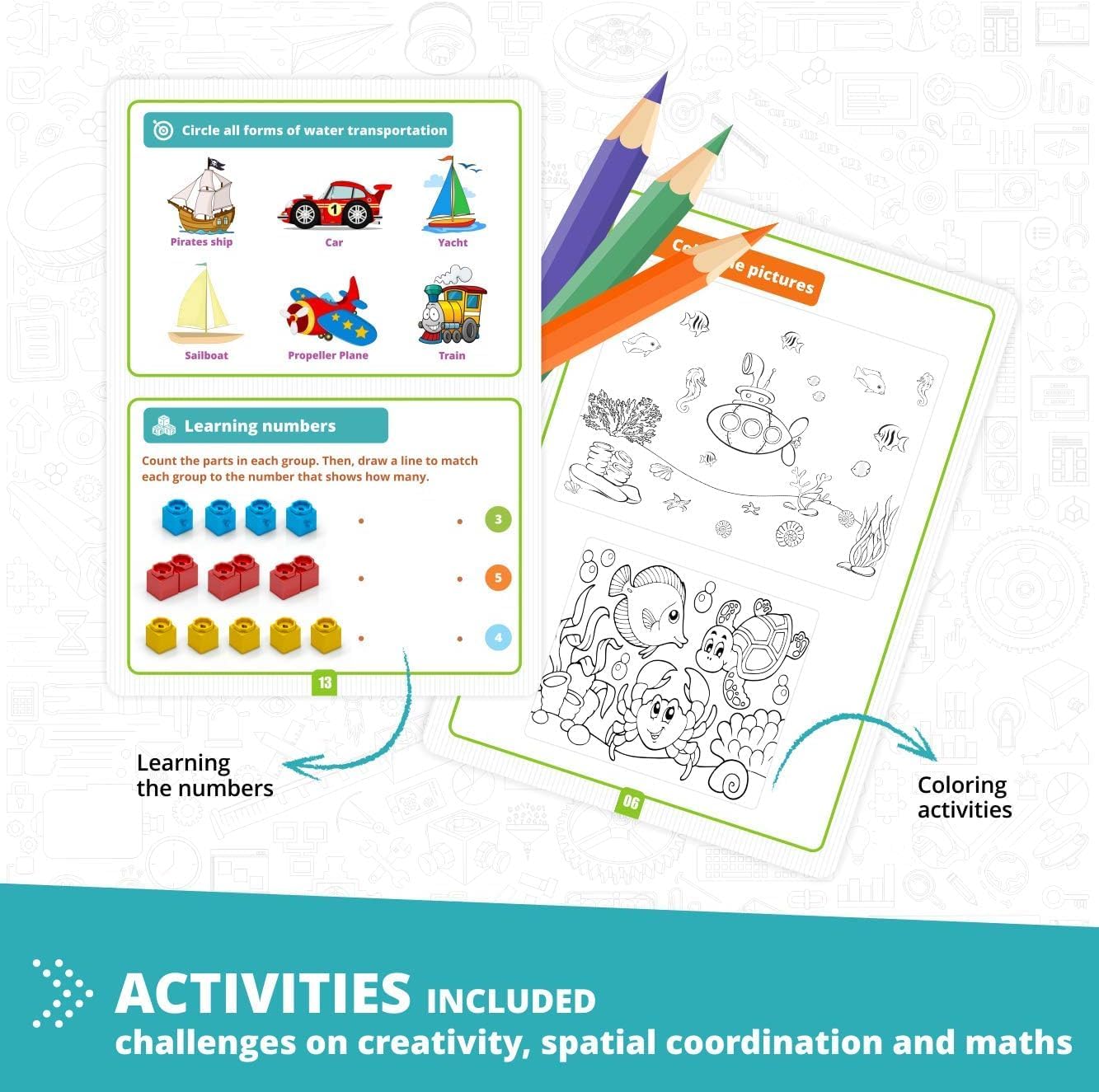 Engino STEAM Labs, Learning About Sea Adventures, STEAM Toys for Ages 3+, Building Blocks, STEM Project for Girls & Boys, Learning & Education Toys, Kindergarden Activities (5 Models)