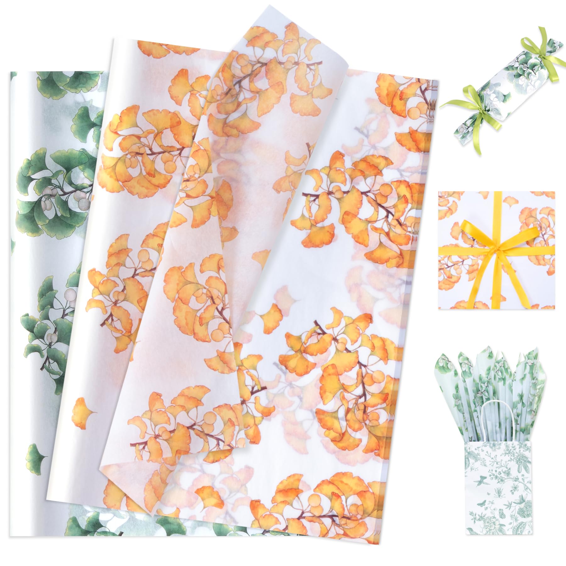 Larcenciel Papier De Soie Vert Clair Ombre Florale – 30 Feuilles 50x35 Cm, Emballage Cadeau Élégant, Idéal Mariage, Anniversaire, DIY Et Bouquets