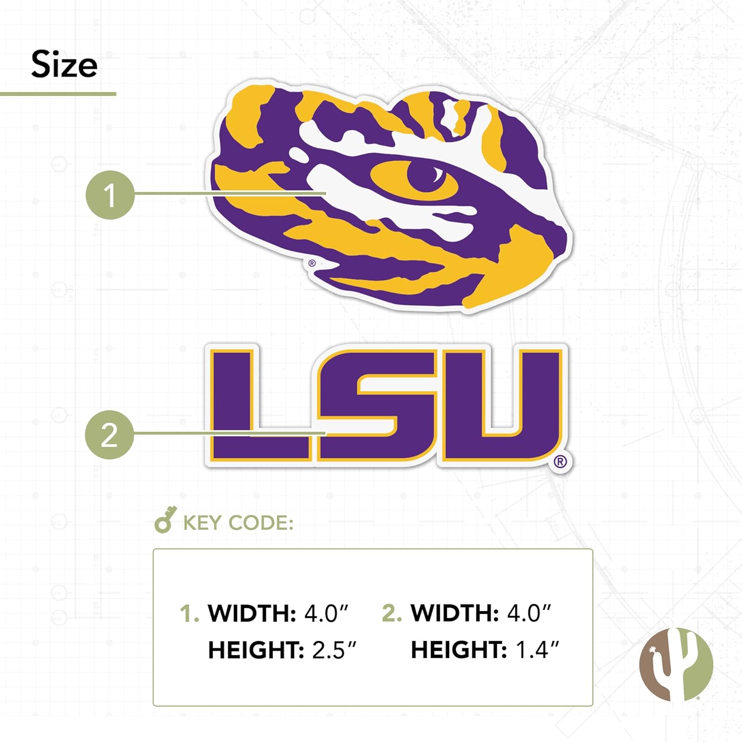 Desert Cactus Louisiana State University Sticker LSU Tigers Geaux Vinyl Decal Laptop Water Bottle Car Scrapbook Sheet (4 Inch Set V1) - Image 3