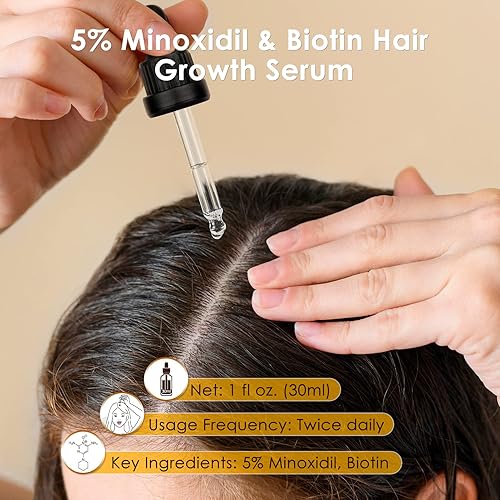 Miniatura 2 de 5 % de minoxidil para hombres y mujeres, aceite de suero de biotina minoxidil para el crecimiento de la barba, detener el adelgazamiento del cabello